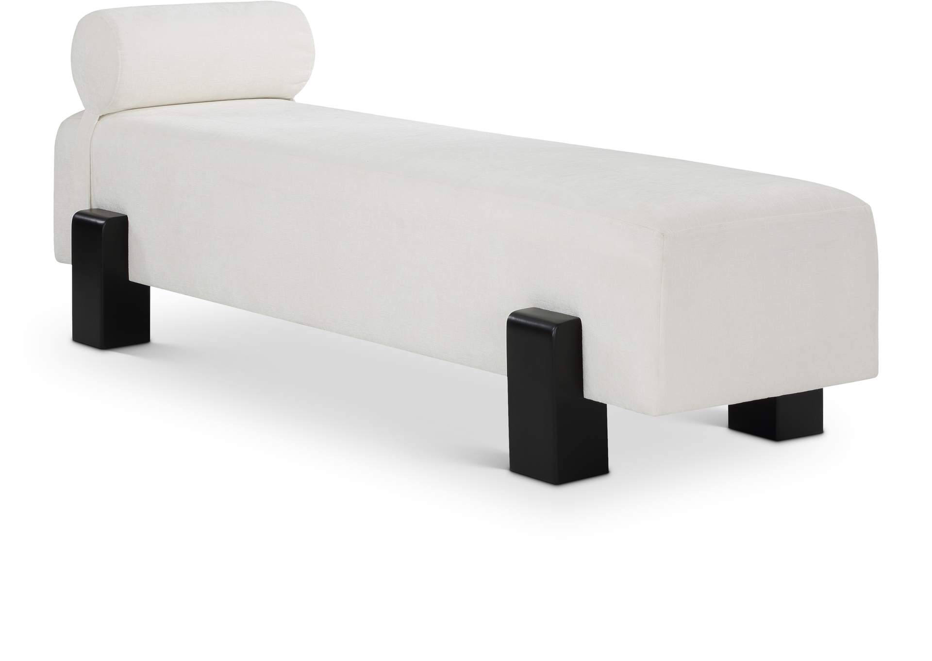 Edison Cream Chenille Fabric Bench,Meridian Furniture