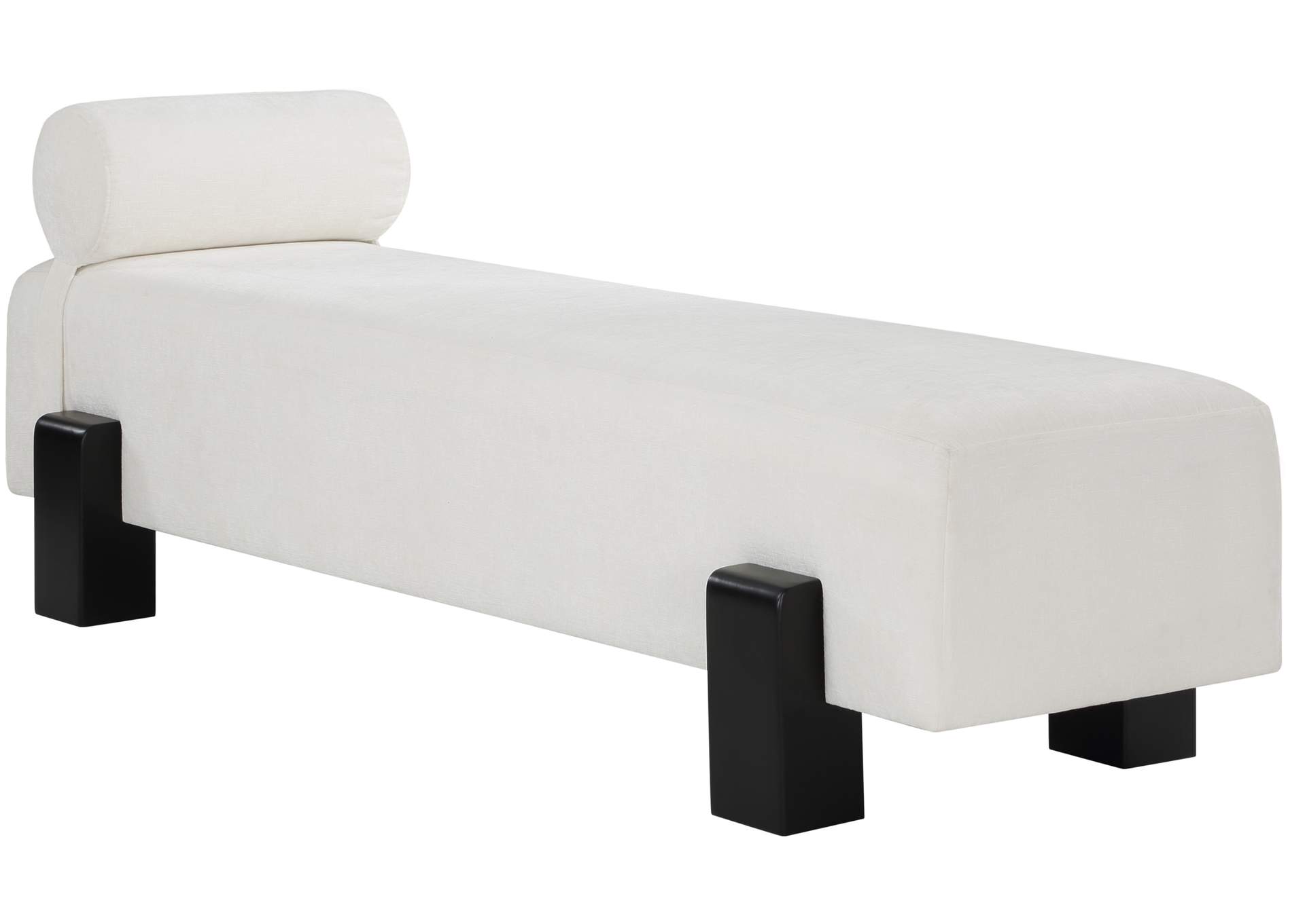 Edison Cream Chenille Fabric Bench,Meridian Furniture
