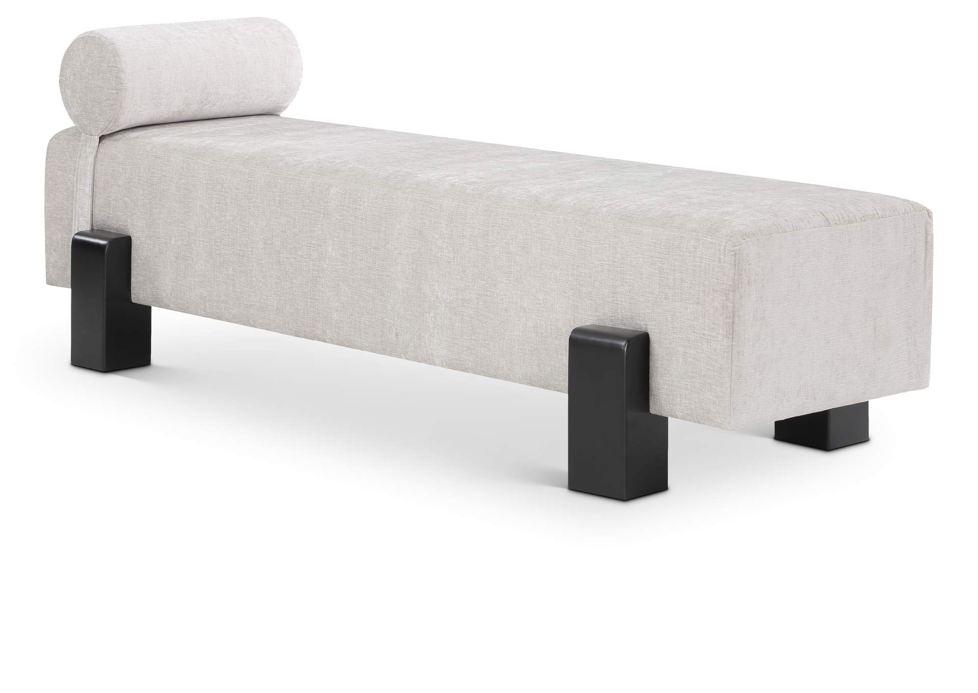 Edison Light Grey Chenille Fabric Bench,Meridian Furniture
