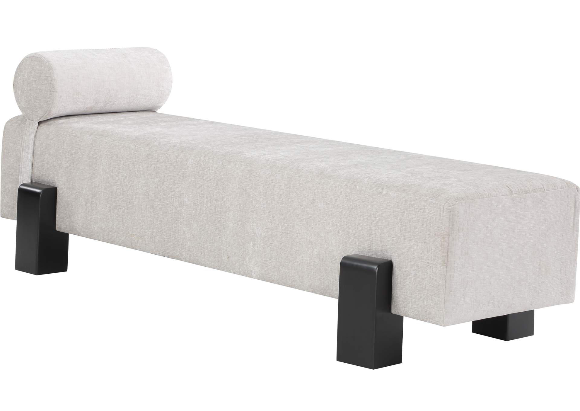 Edison Light Grey Chenille Fabric Bench,Meridian Furniture