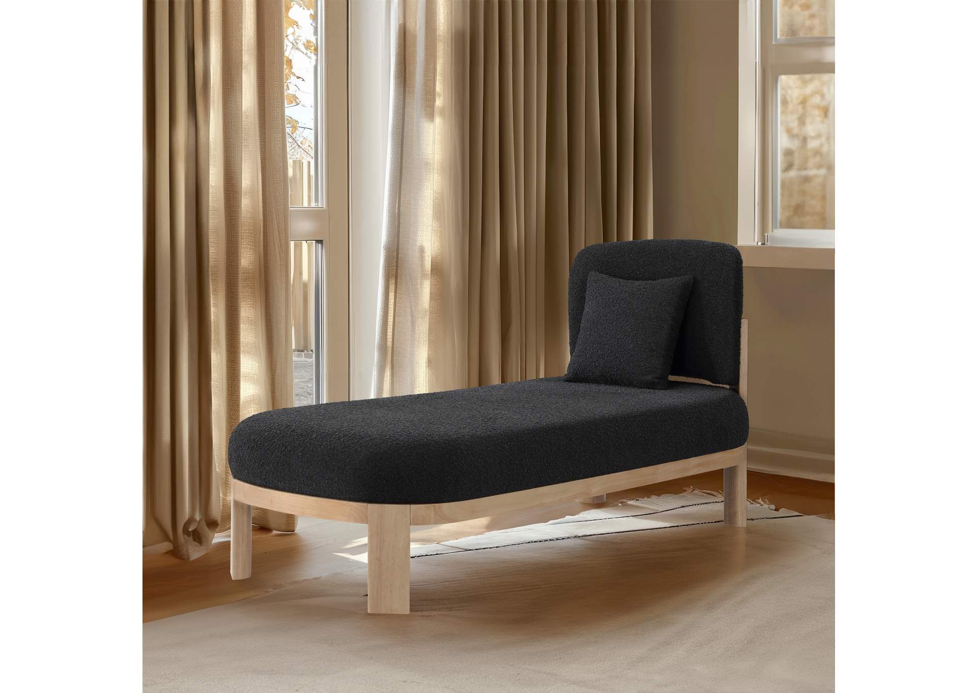 Maybourne Black Boucle Fabric Chaise - Bench,Meridian Furniture
