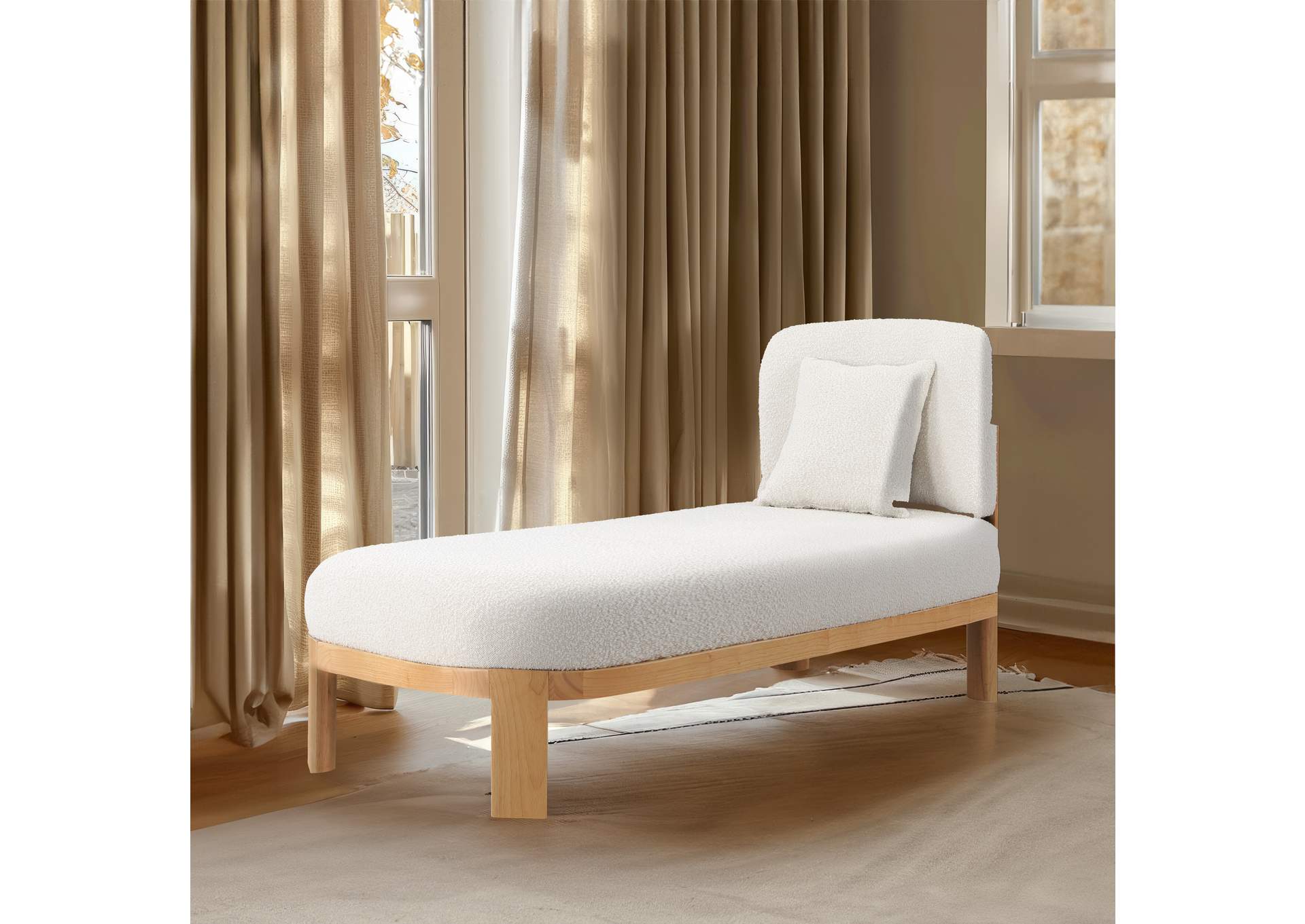 Maybourne Cream Boucle Fabric Chaise - Bench,Meridian Furniture