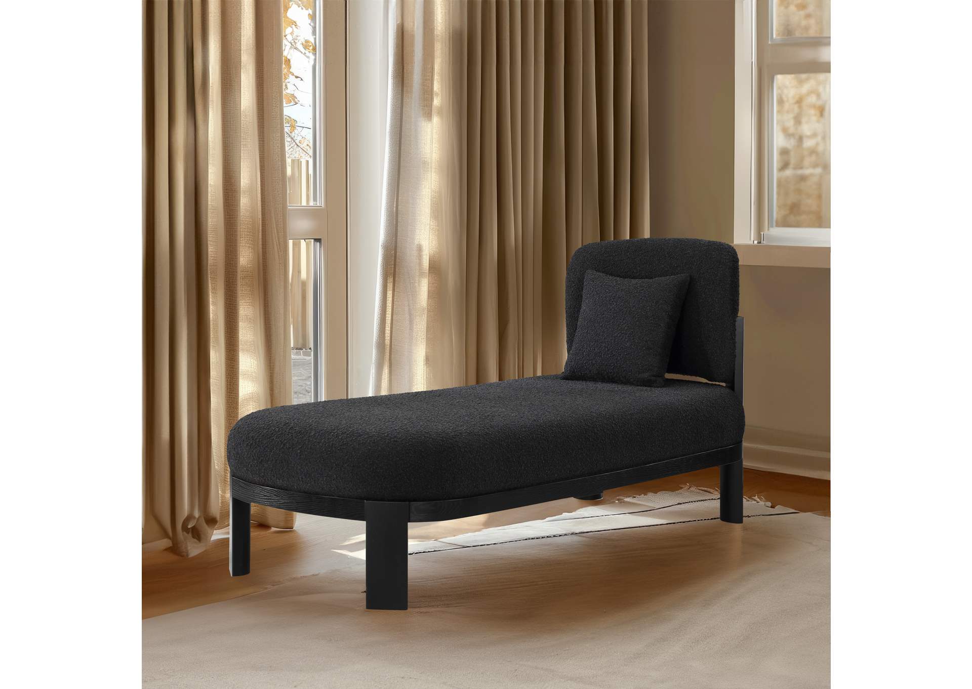 Maybourne Black Boucle Fabric Chaise - Bench,Meridian Furniture