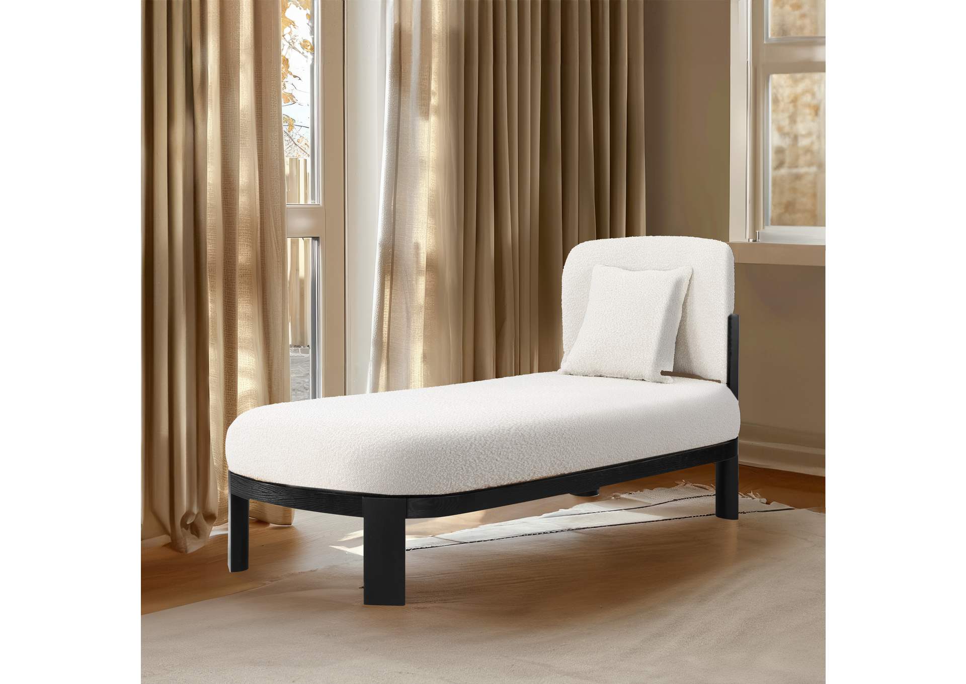 Maybourne Cream Boucle Fabric Chaise - Bench,Meridian Furniture