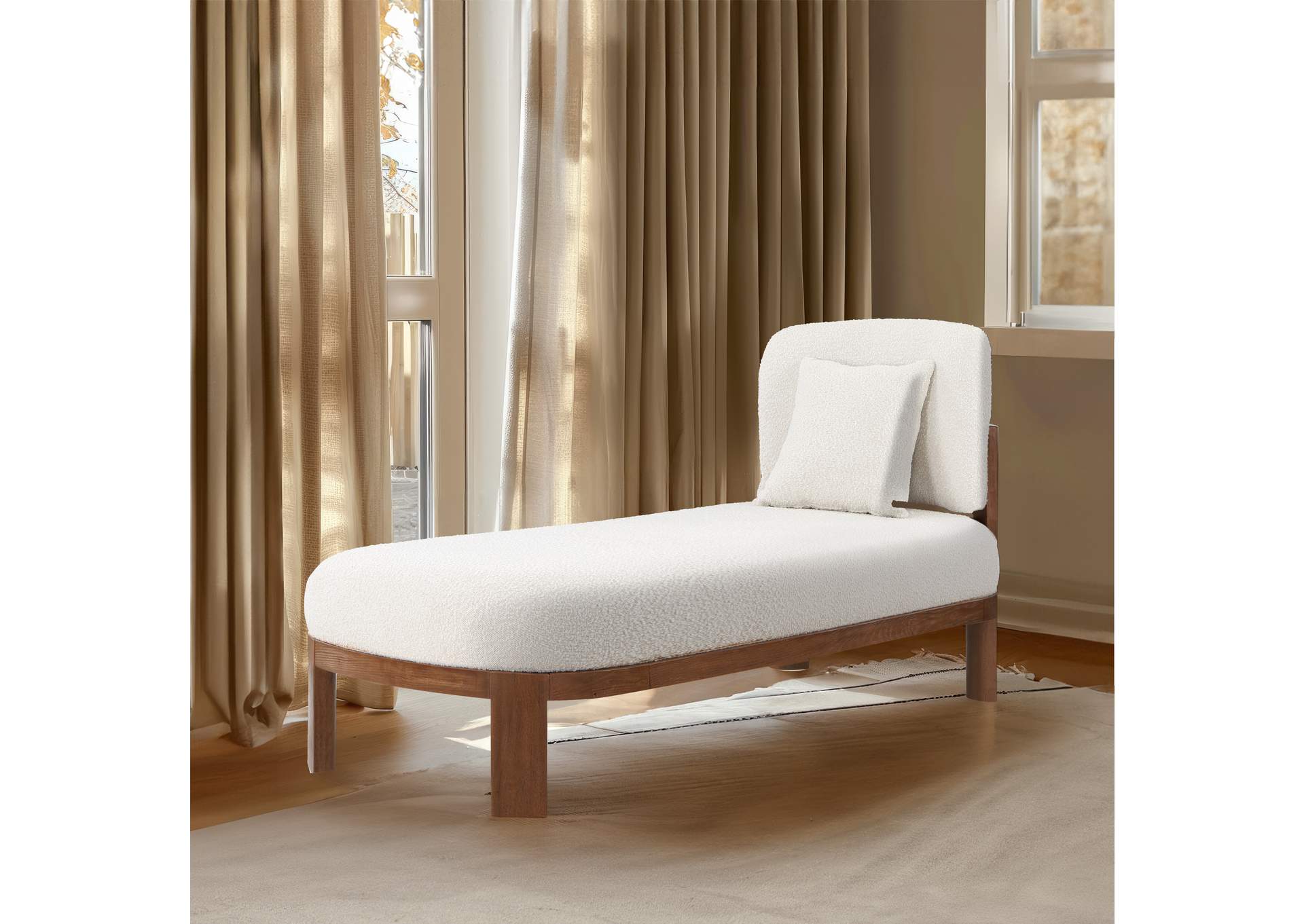 Maybourne Cream Boucle Fabric Chaise - Bench,Meridian Furniture