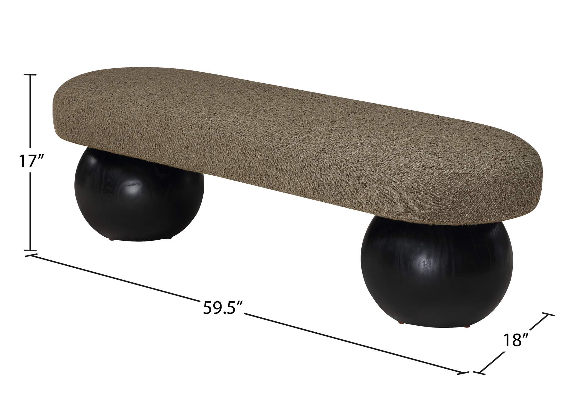 Bowie Olive Bench,Meridian Furniture