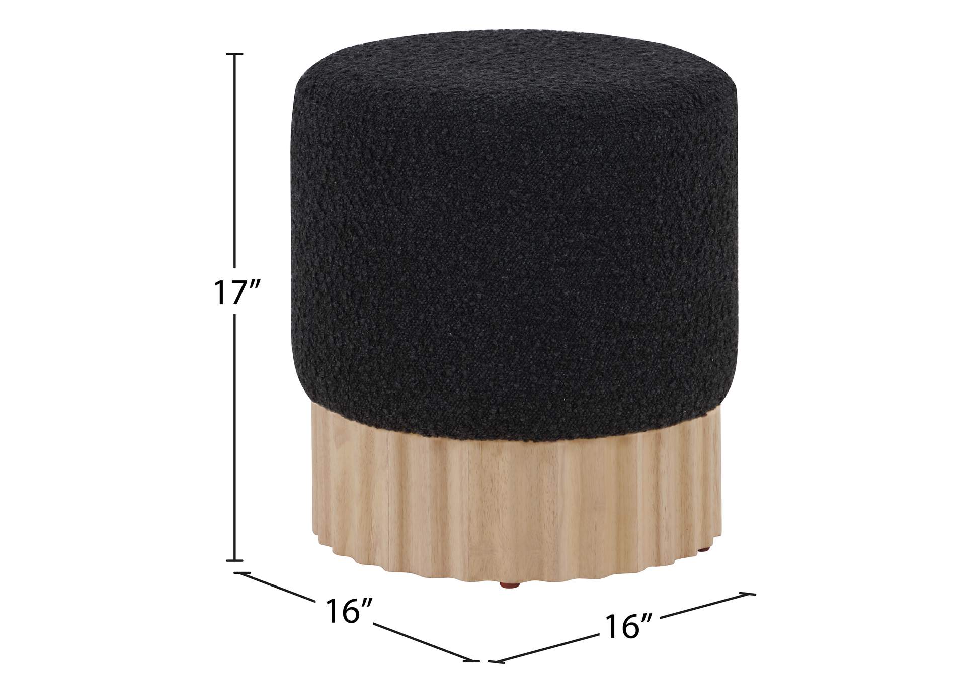 Veranda Black Boucle Fabric Ottoman - Stool,Meridian Furniture