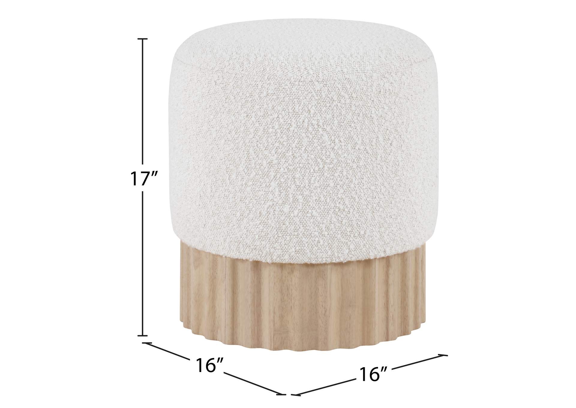 Veranda Cream Boucle Fabric Ottoman - Stool,Meridian Furniture