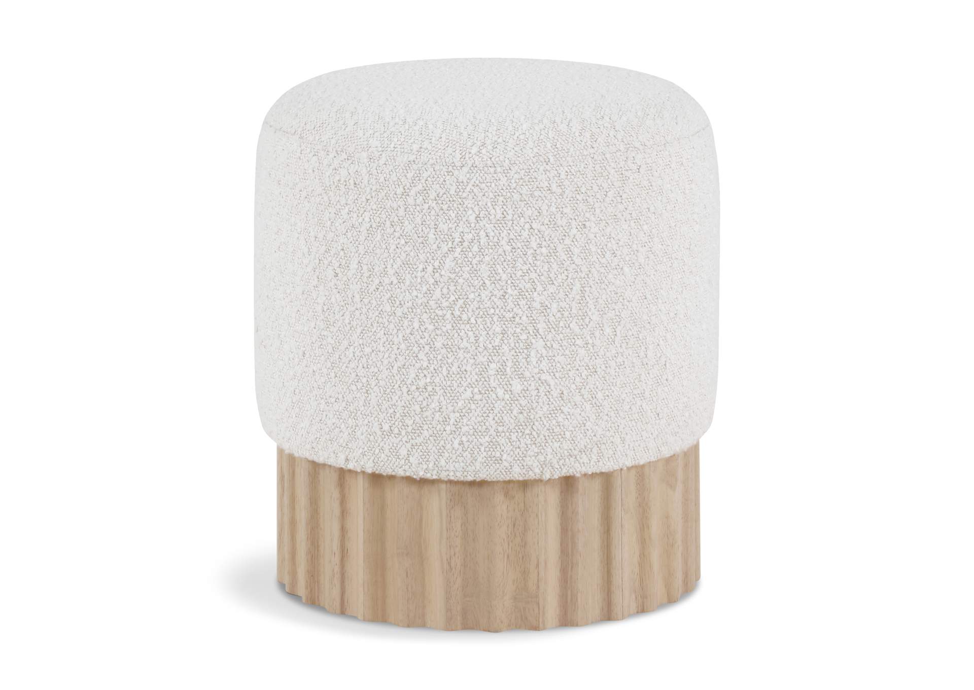Veranda Cream Boucle Fabric Ottoman - Stool,Meridian Furniture