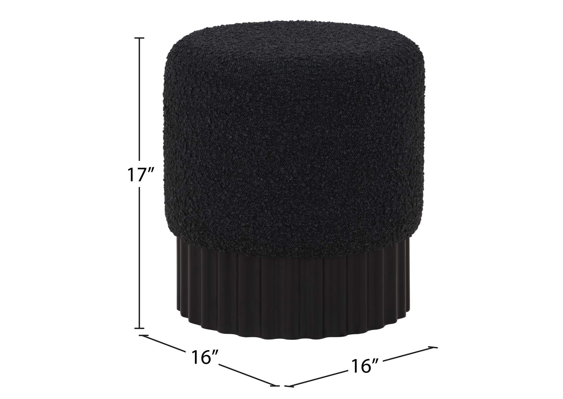 Veranda Black Boucle Fabric Ottoman - Stool,Meridian Furniture