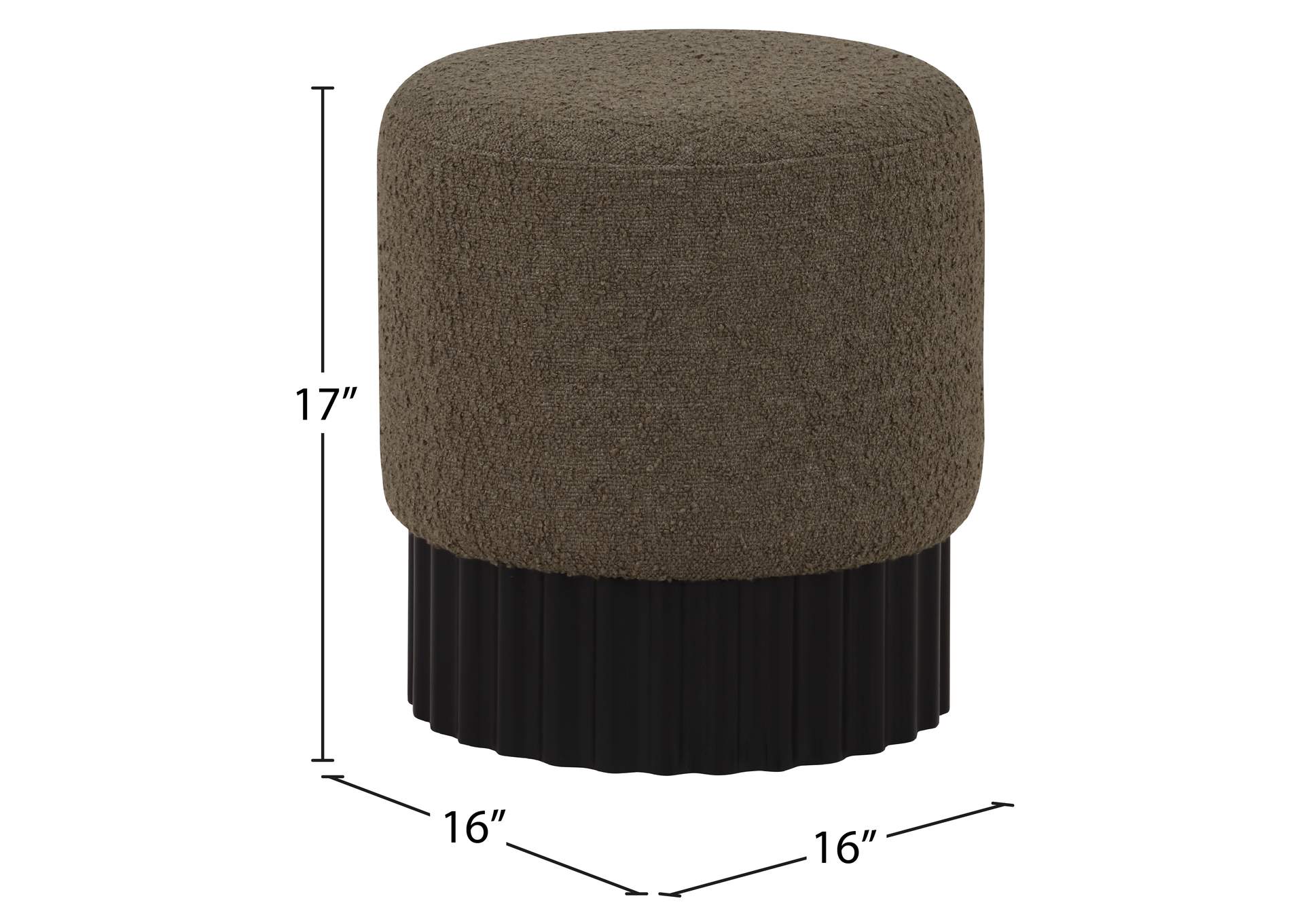 Veranda Olive Boucle Fabric Ottoman - Stool,Meridian Furniture