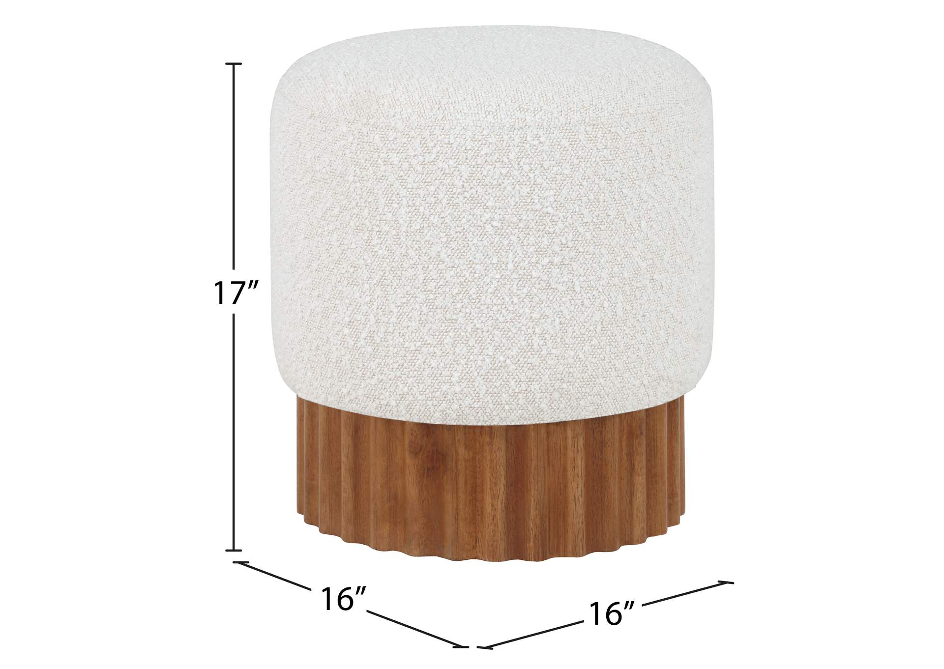 Veranda Cream Boucle Fabric Ottoman - Stool,Meridian Furniture