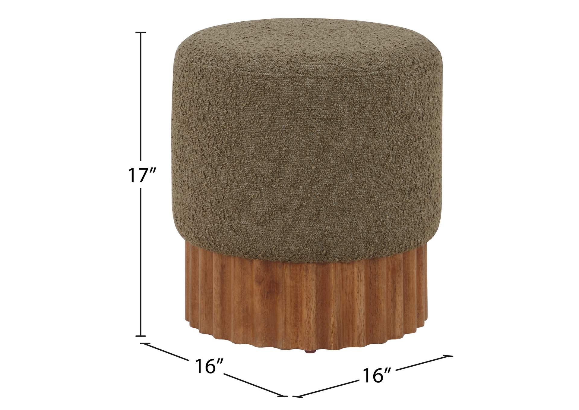 Veranda Olive Boucle Fabric Ottoman - Stool,Meridian Furniture