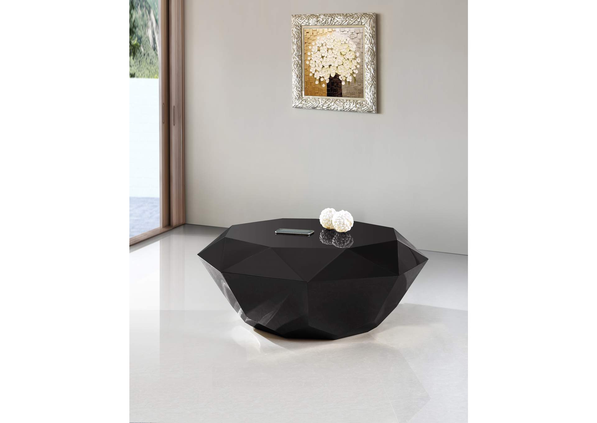 Gemma Matte Black Coffee Table,Meridian Furniture