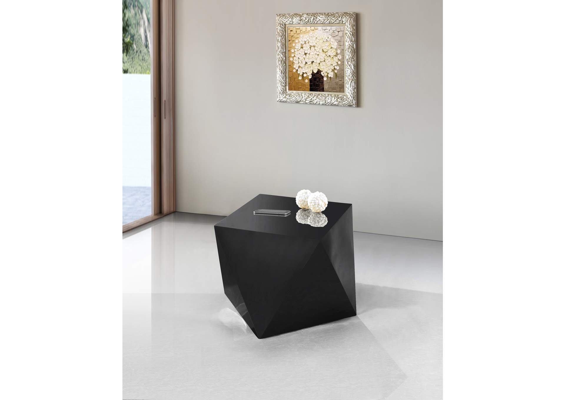 Gemma Matte Black End Table,Meridian Furniture