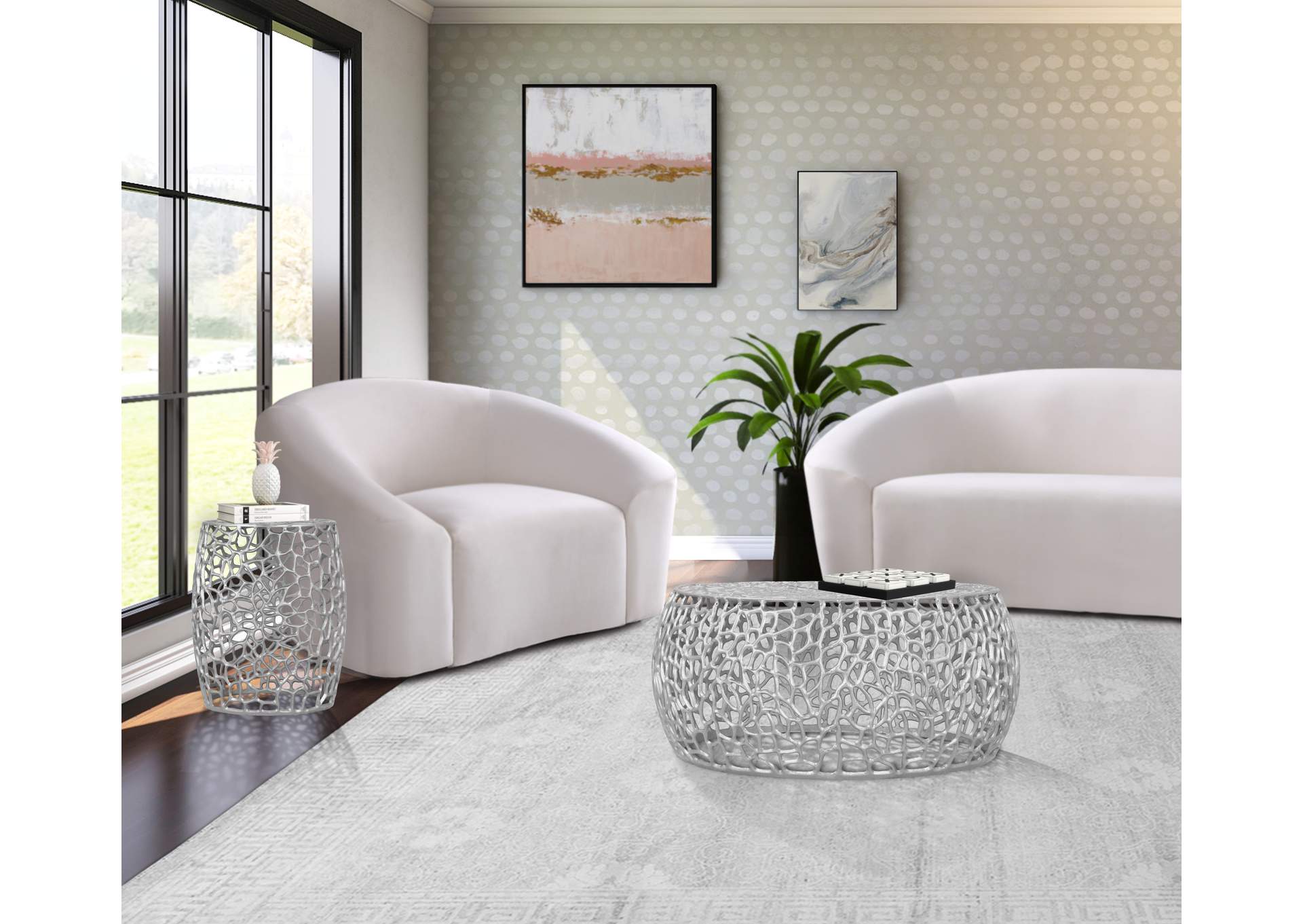 Priya Silver Coffee Table,Meridian Furniture