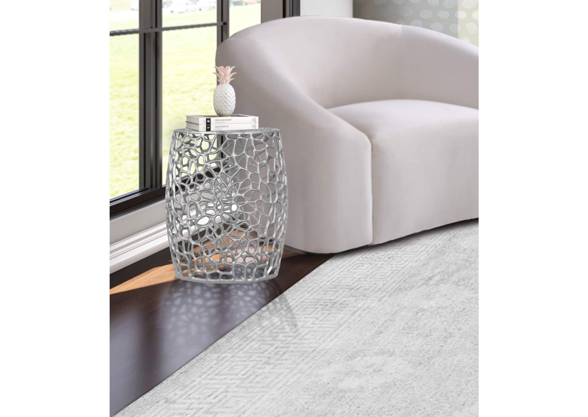 Priya Silver End Table,Meridian Furniture