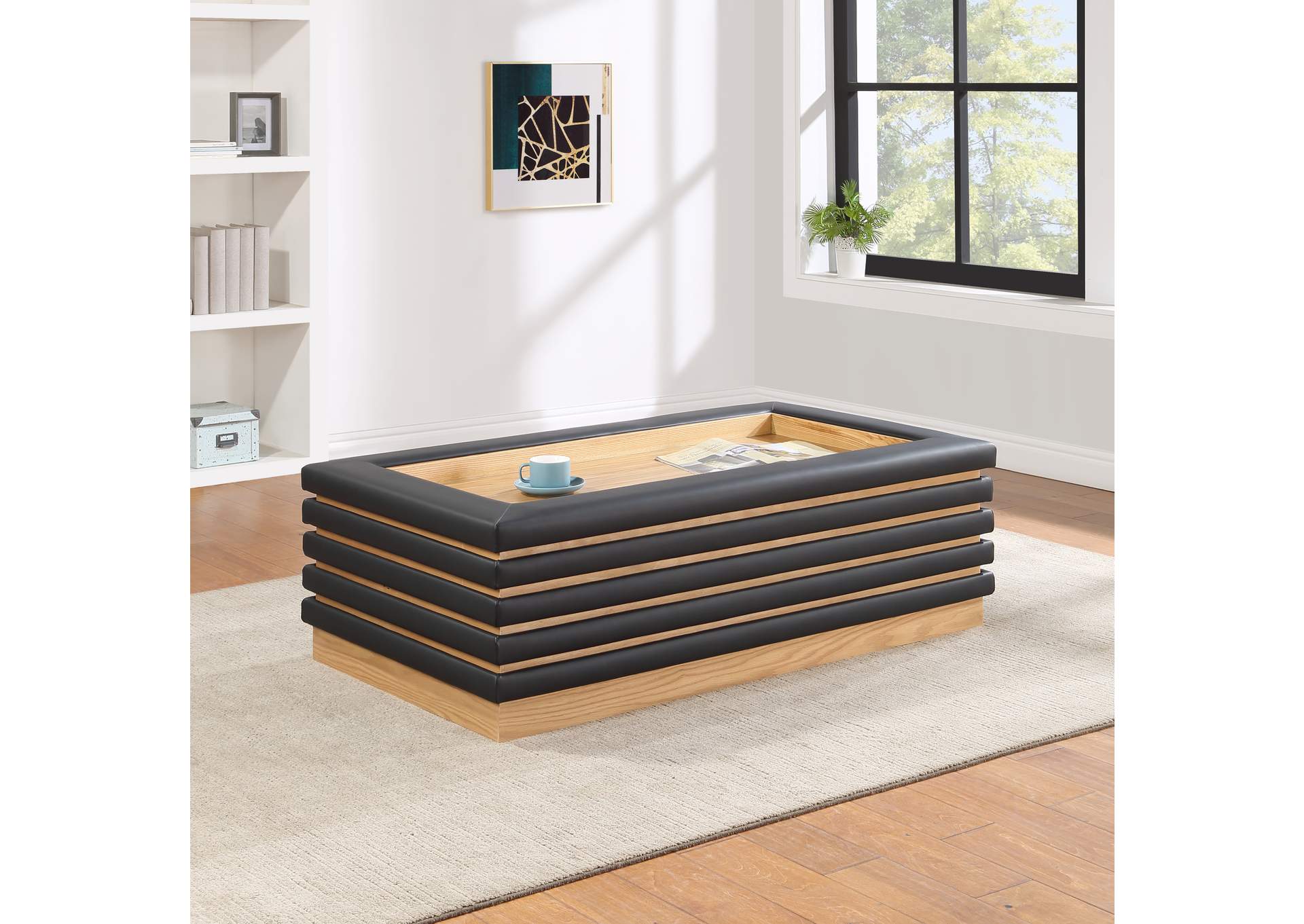 Rory Black Faux Leather Coffee Table,Meridian Furniture