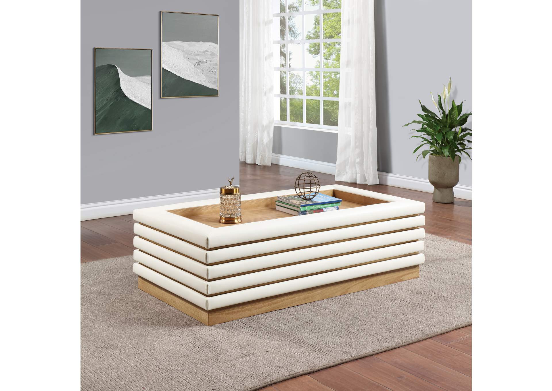 Rory Cream Faux Leather Coffee Table,Meridian Furniture