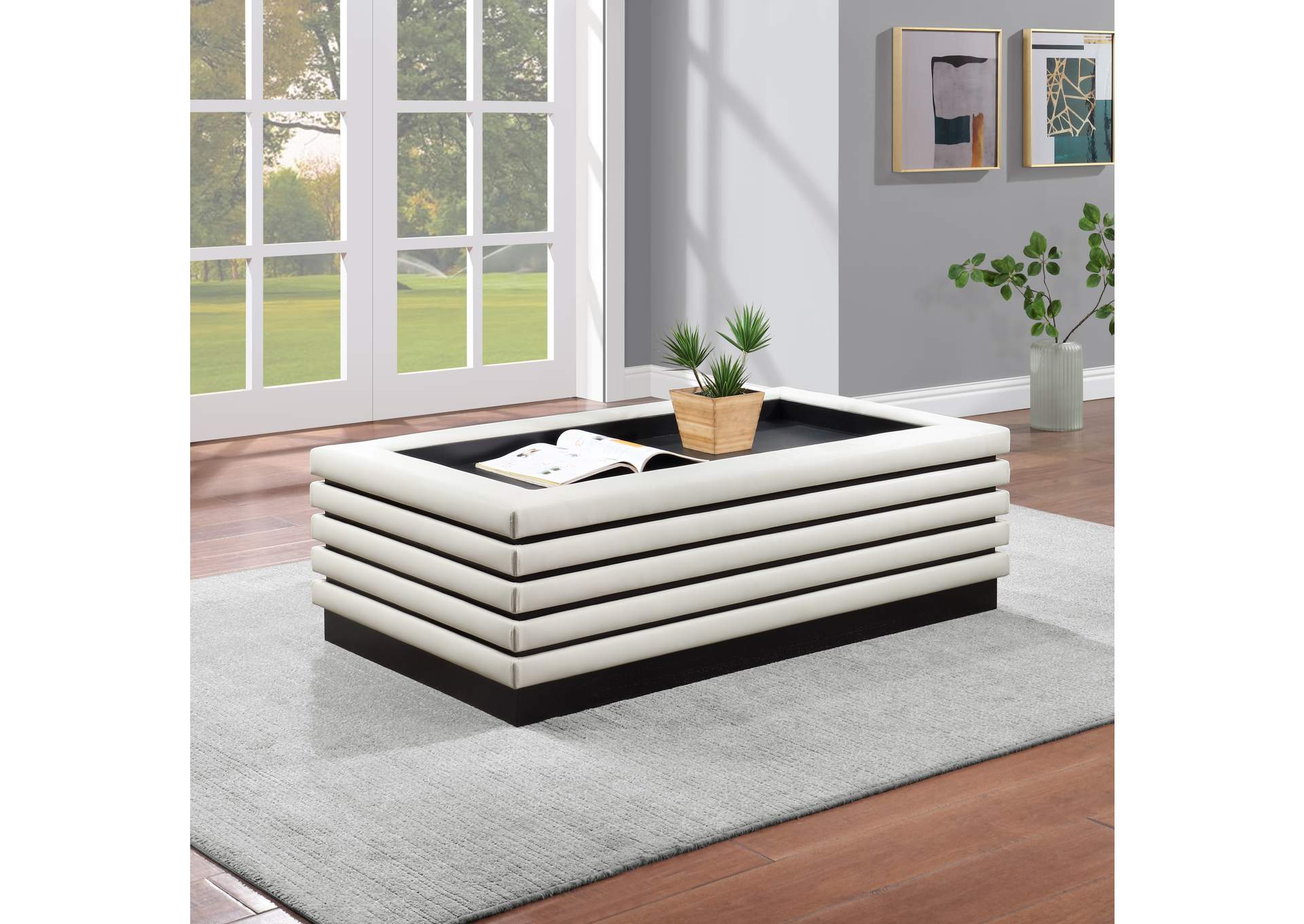 Rory Cream Faux Leather Coffee Table,Meridian Furniture