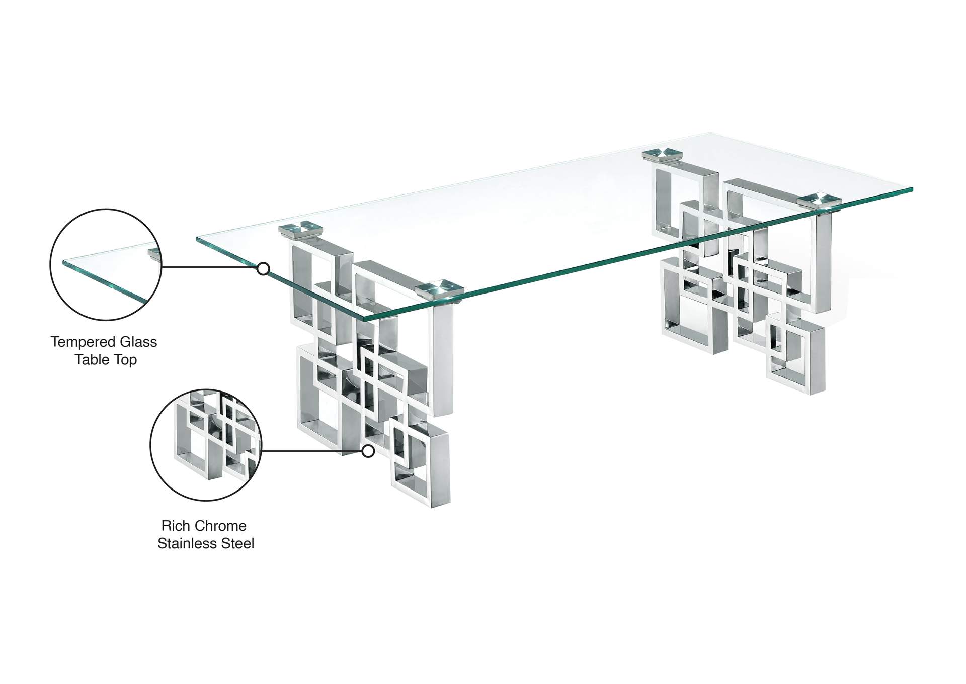 Alexis Chrome Coffee Table,Meridian Furniture