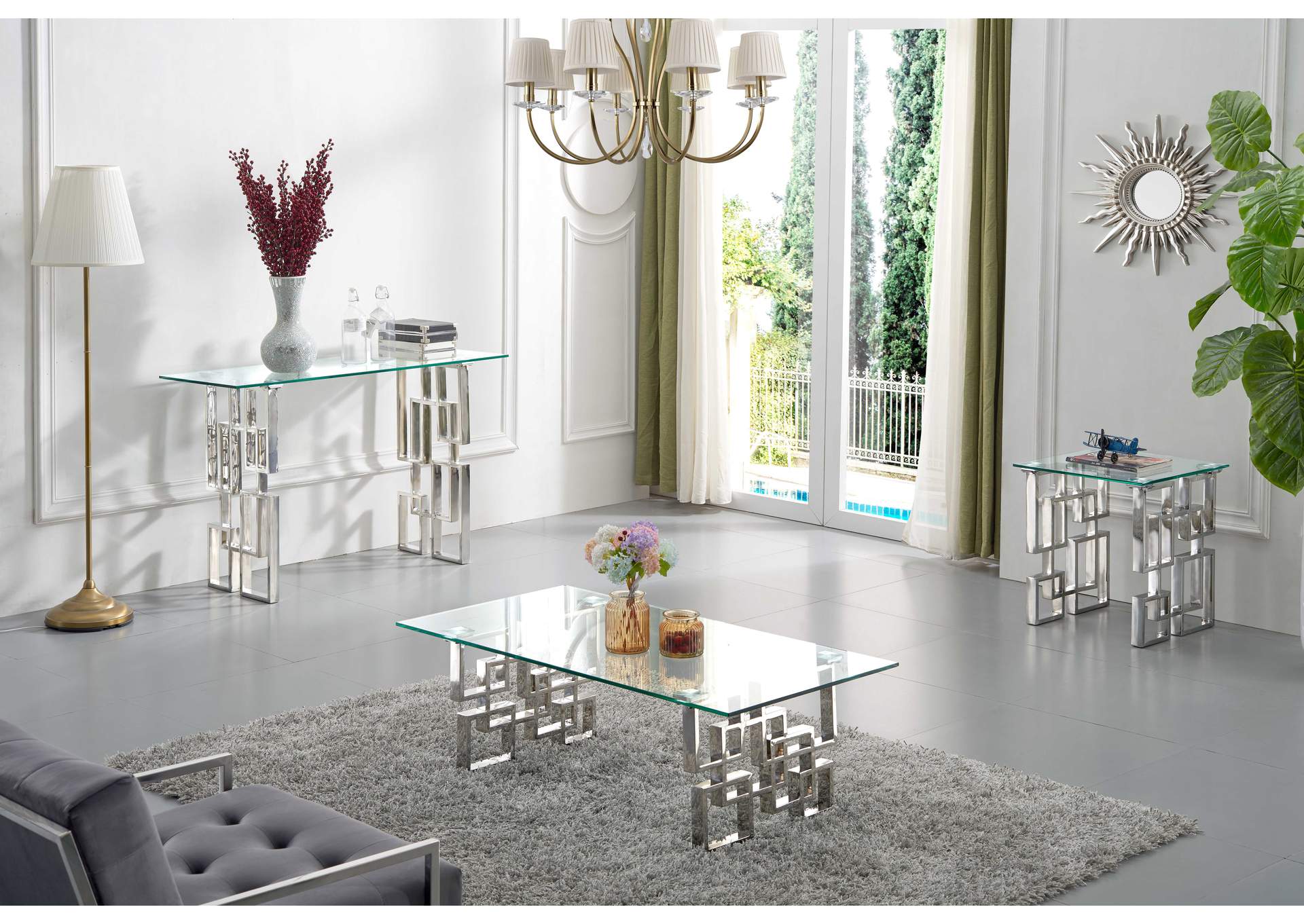 Alexis Chrome Coffee Table,Meridian Furniture