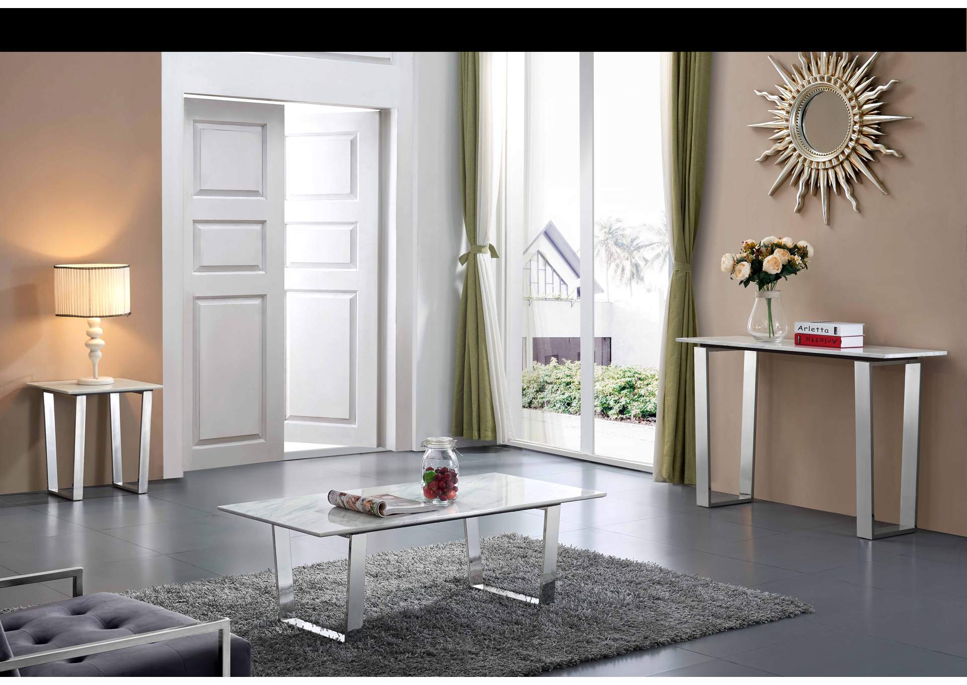 Carlton Chrome Coffee Table,Meridian Furniture