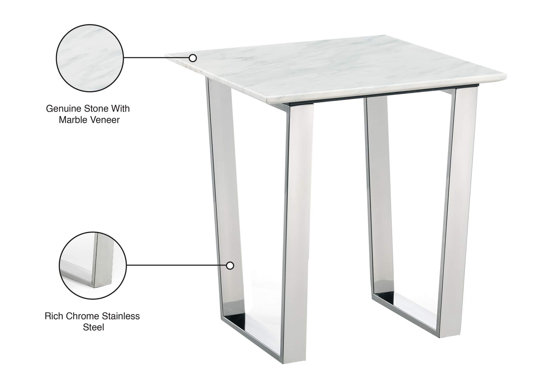 Carlton Chrome End Table,Meridian Furniture