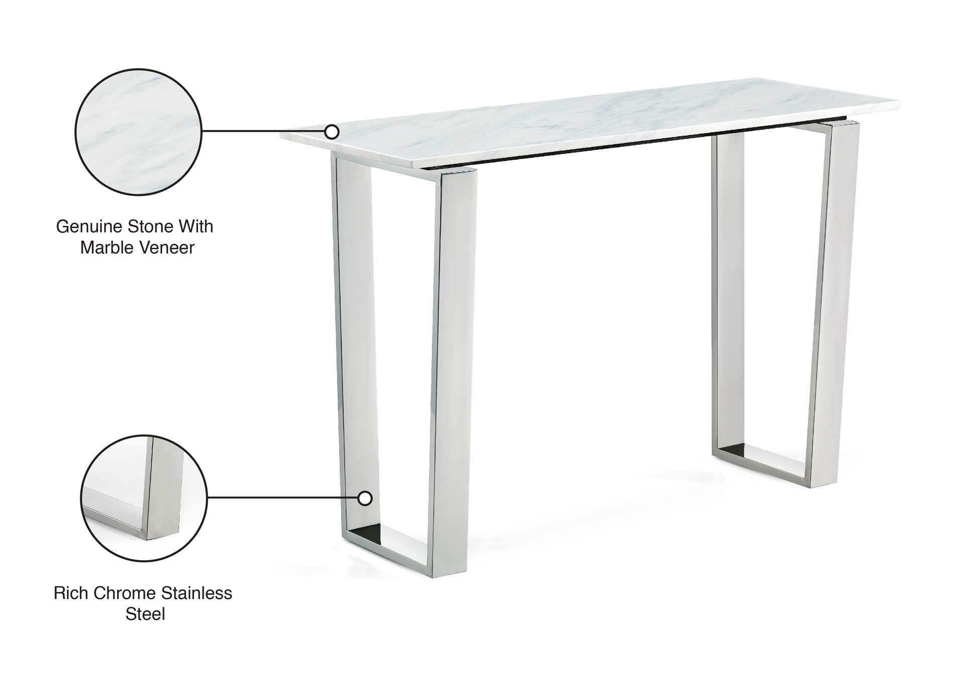 Carlton Chrome Console Table,Meridian Furniture