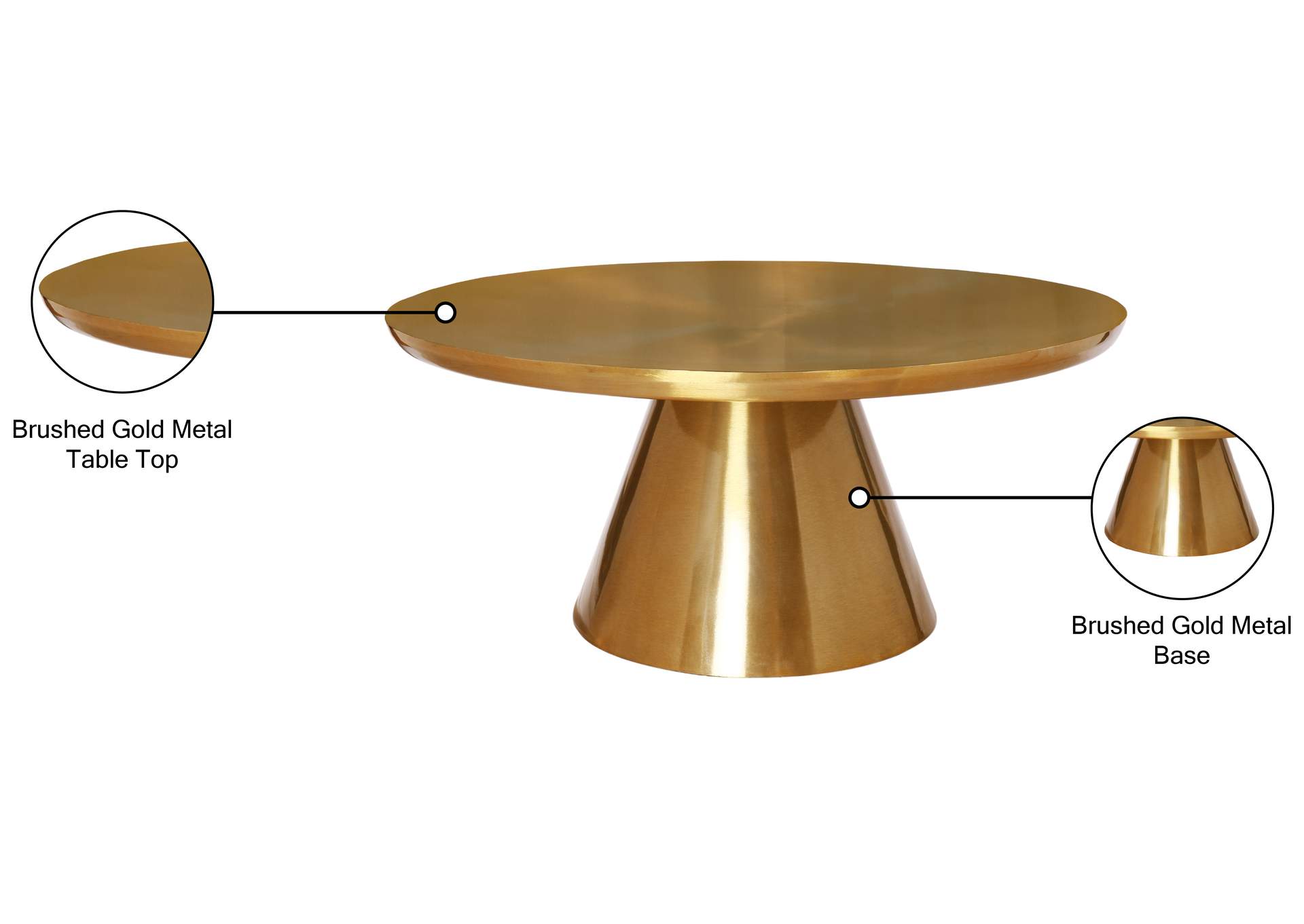 Martini Brushed Gold Coffee Table,Meridian Furniture