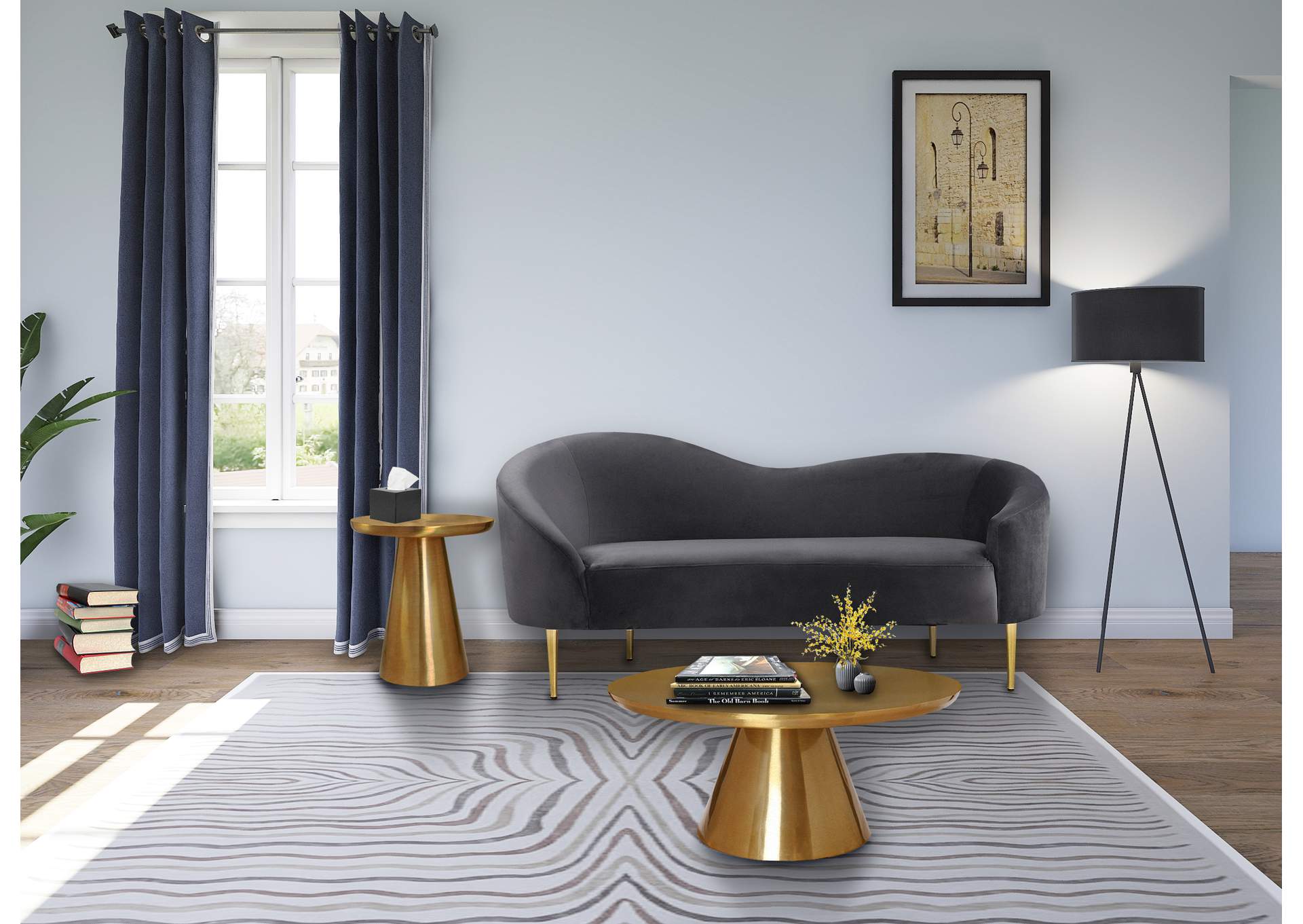 Martini Brushed Gold Coffee Table,Meridian Furniture