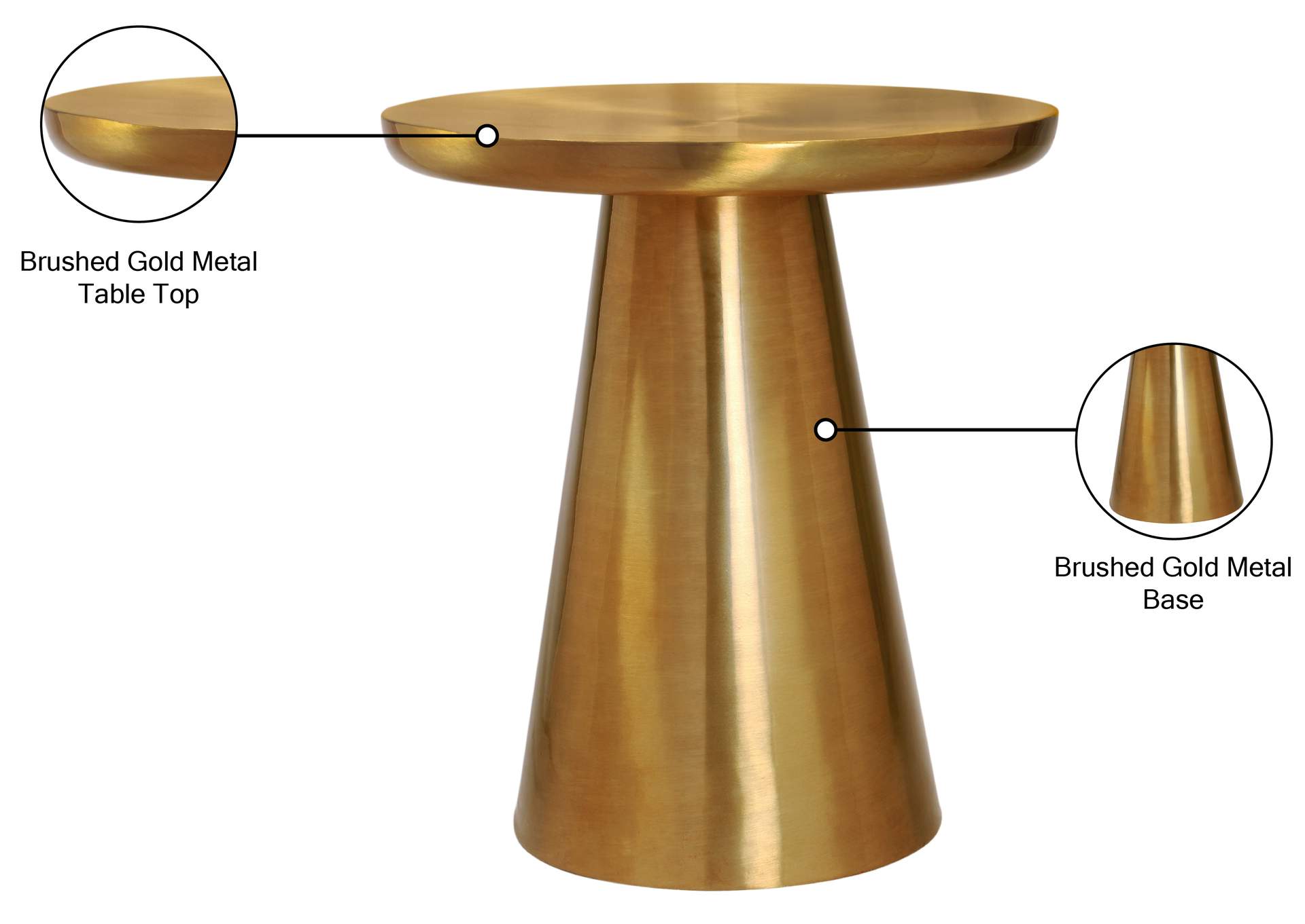 Martini Brushed Gold End Table,Meridian Furniture