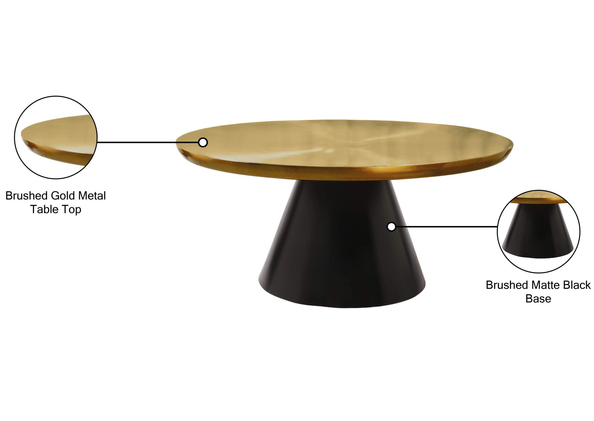 Martini Brushed Gold - Matte Black Coffee Table,Meridian Furniture