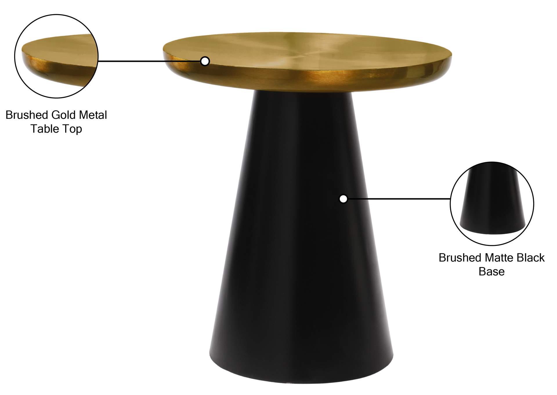 Martini Brushed Gold - Matte Black End Table,Meridian Furniture