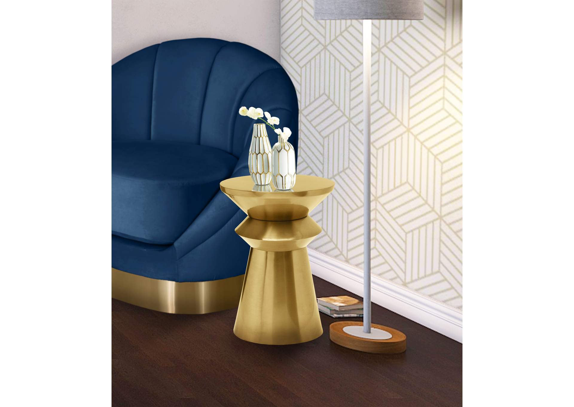 Jai Brushed Gold End Table,Meridian Furniture