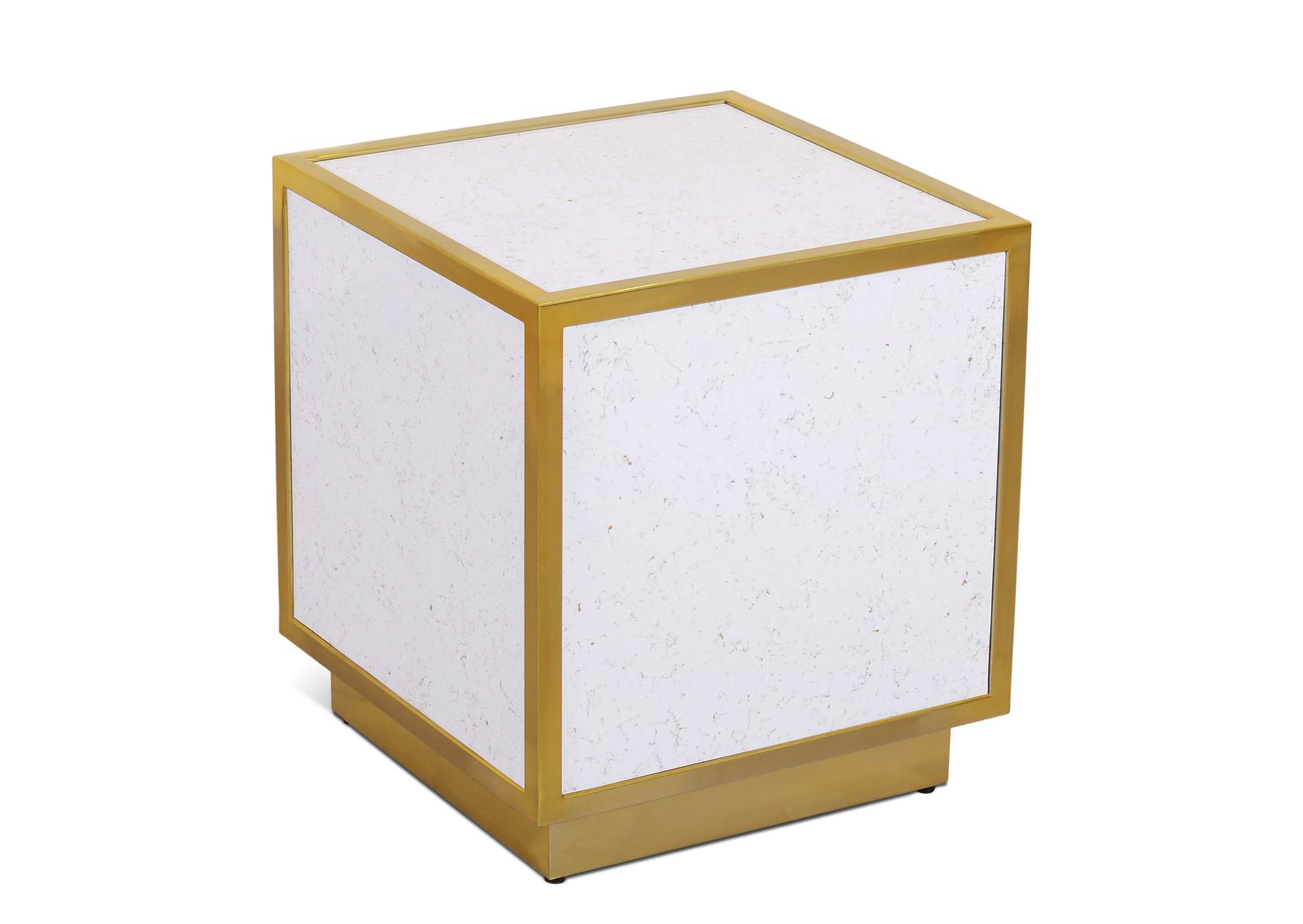 Glitz White Faux Marble End Table,Meridian Furniture