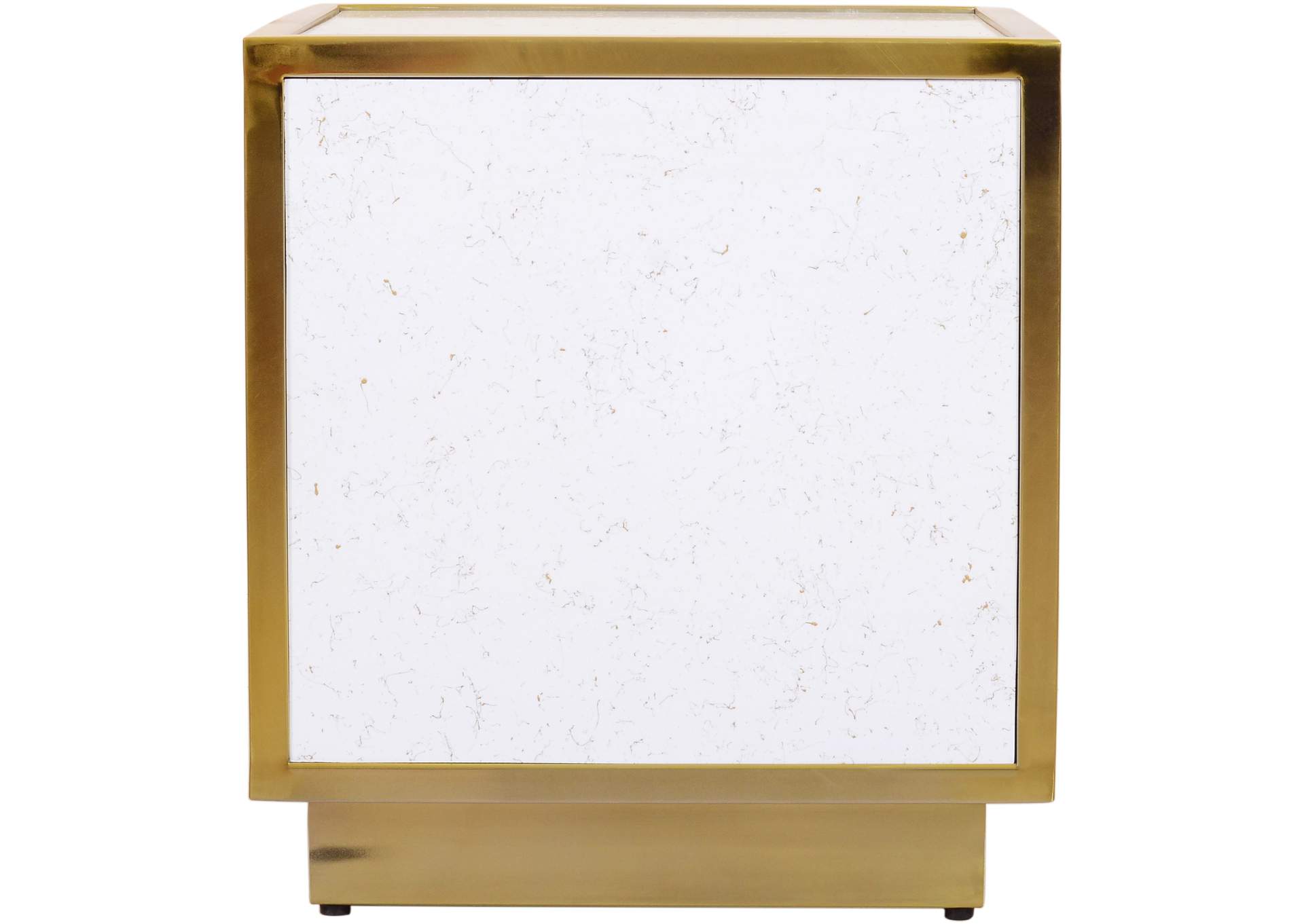 Glitz White Faux Marble End Table,Meridian Furniture