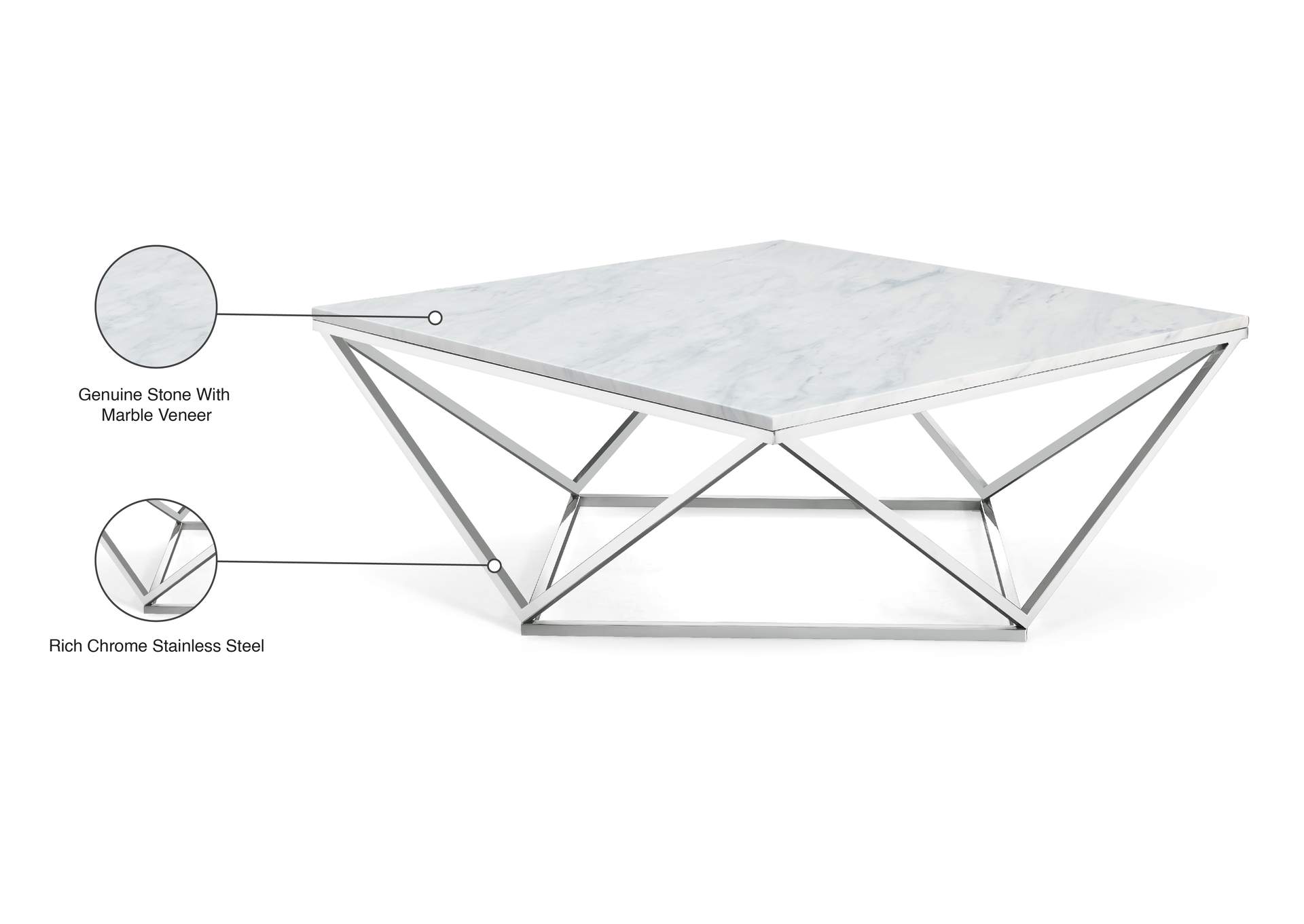 Skyler Chrome Coffee Table,Meridian Furniture