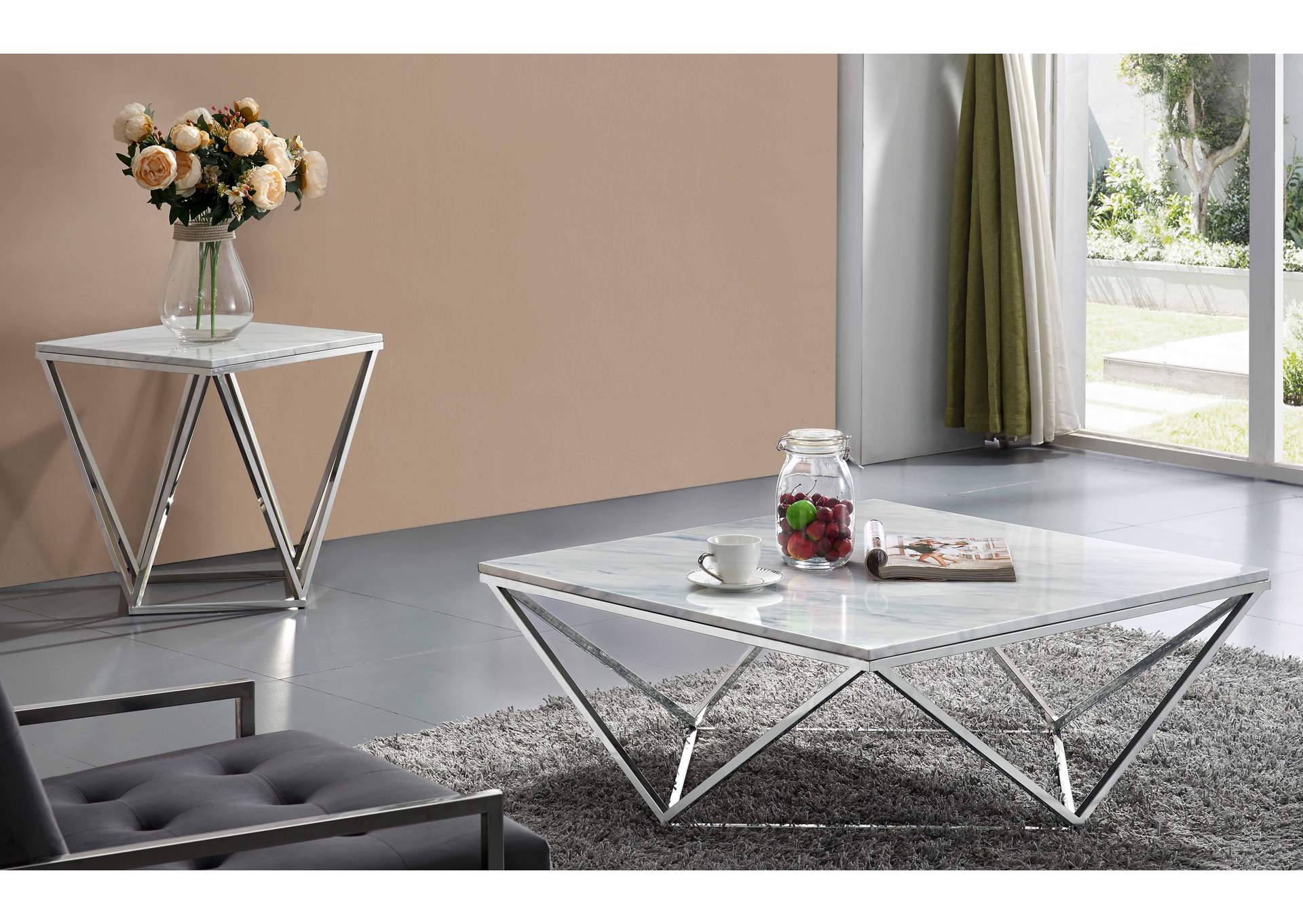 Skyler Chrome Coffee Table,Meridian Furniture