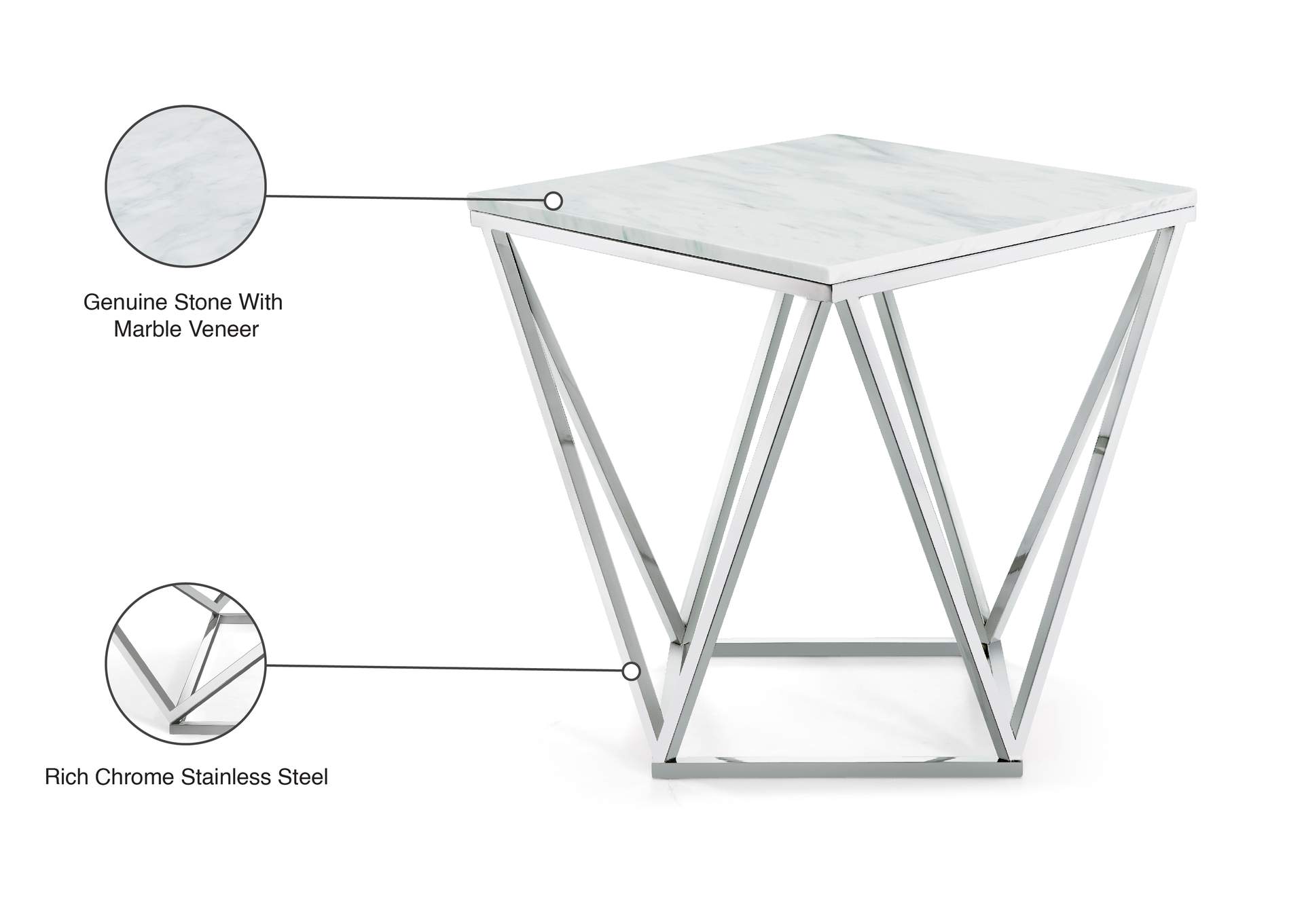 Skyler Chrome End Table,Meridian Furniture