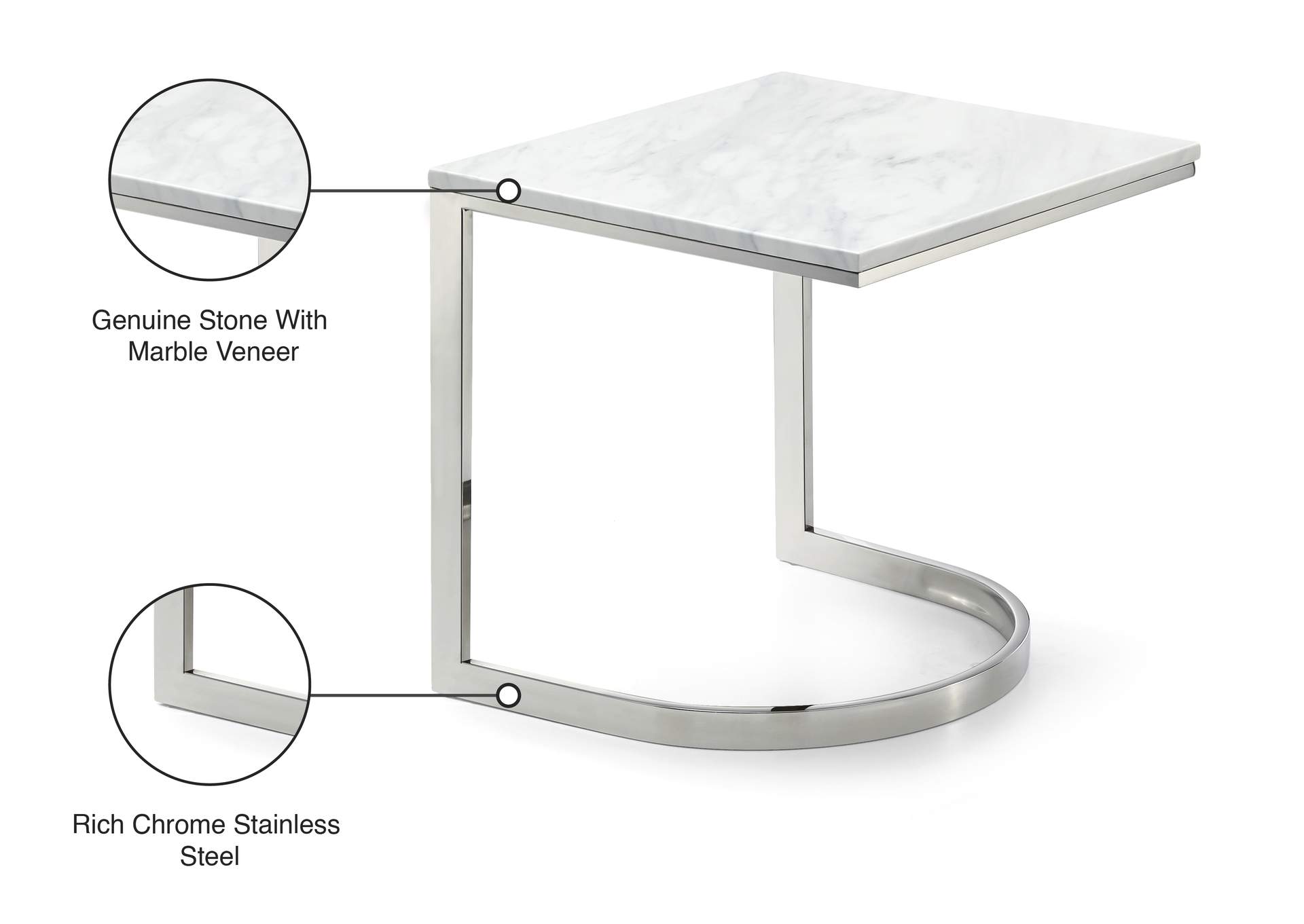 Copley Chrome End Table,Meridian Furniture