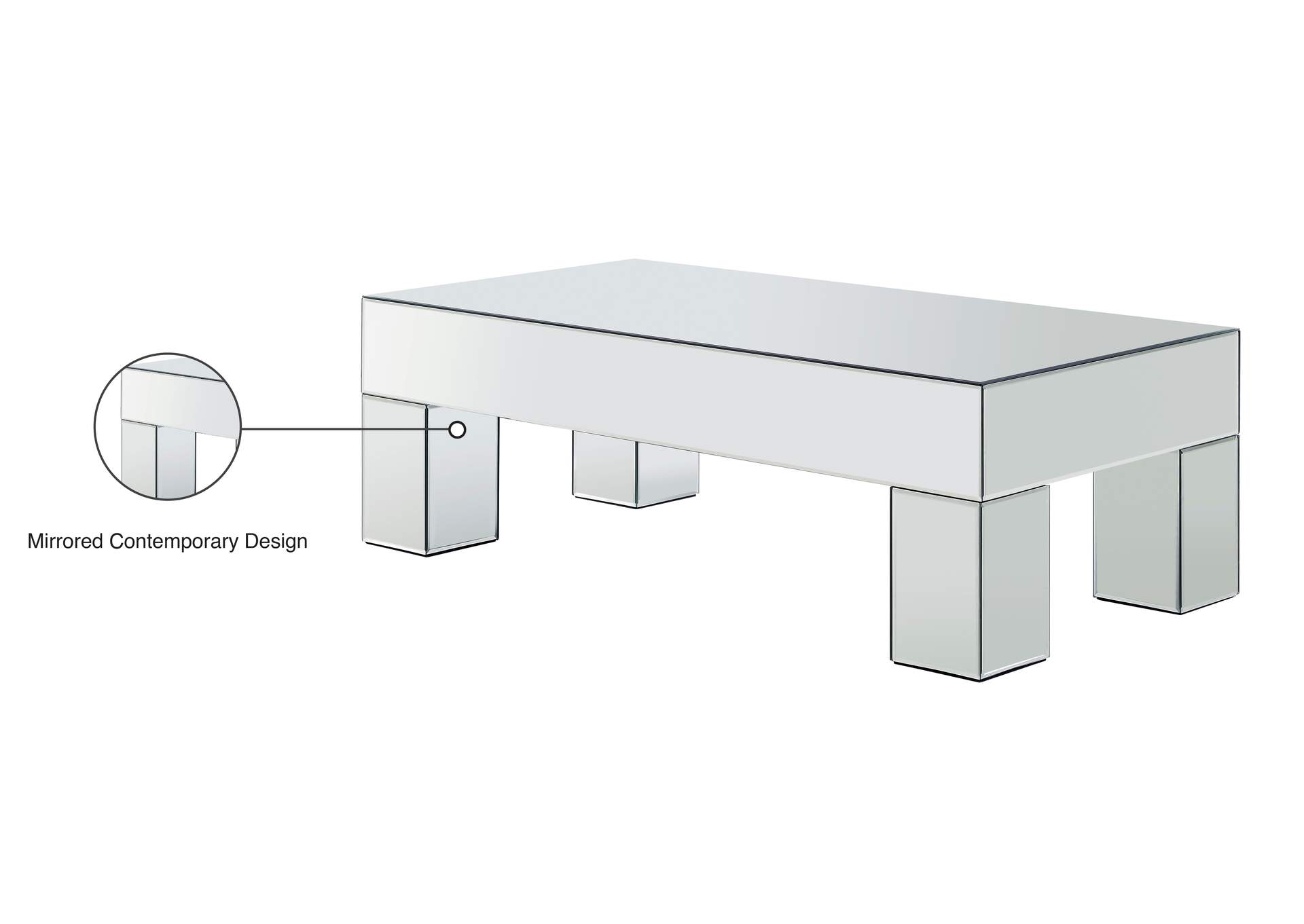 Lainy Mirrored Coffee Table,Meridian Furniture