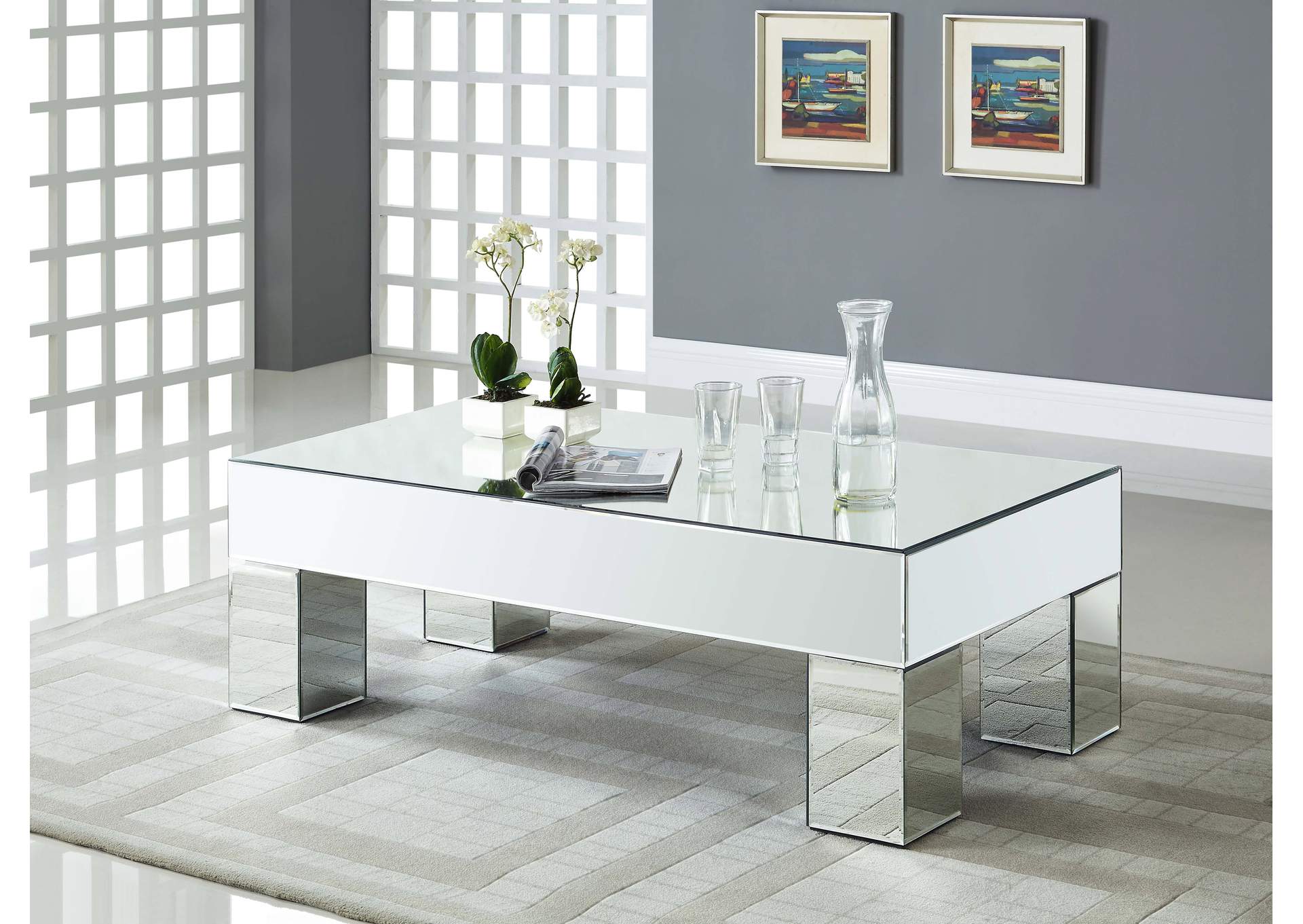 Lainy Mirrored Coffee Table,Meridian Furniture