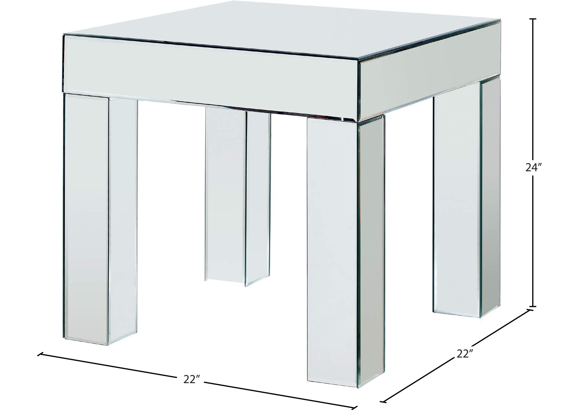 Lainy Mirrored End Table,Meridian Furniture