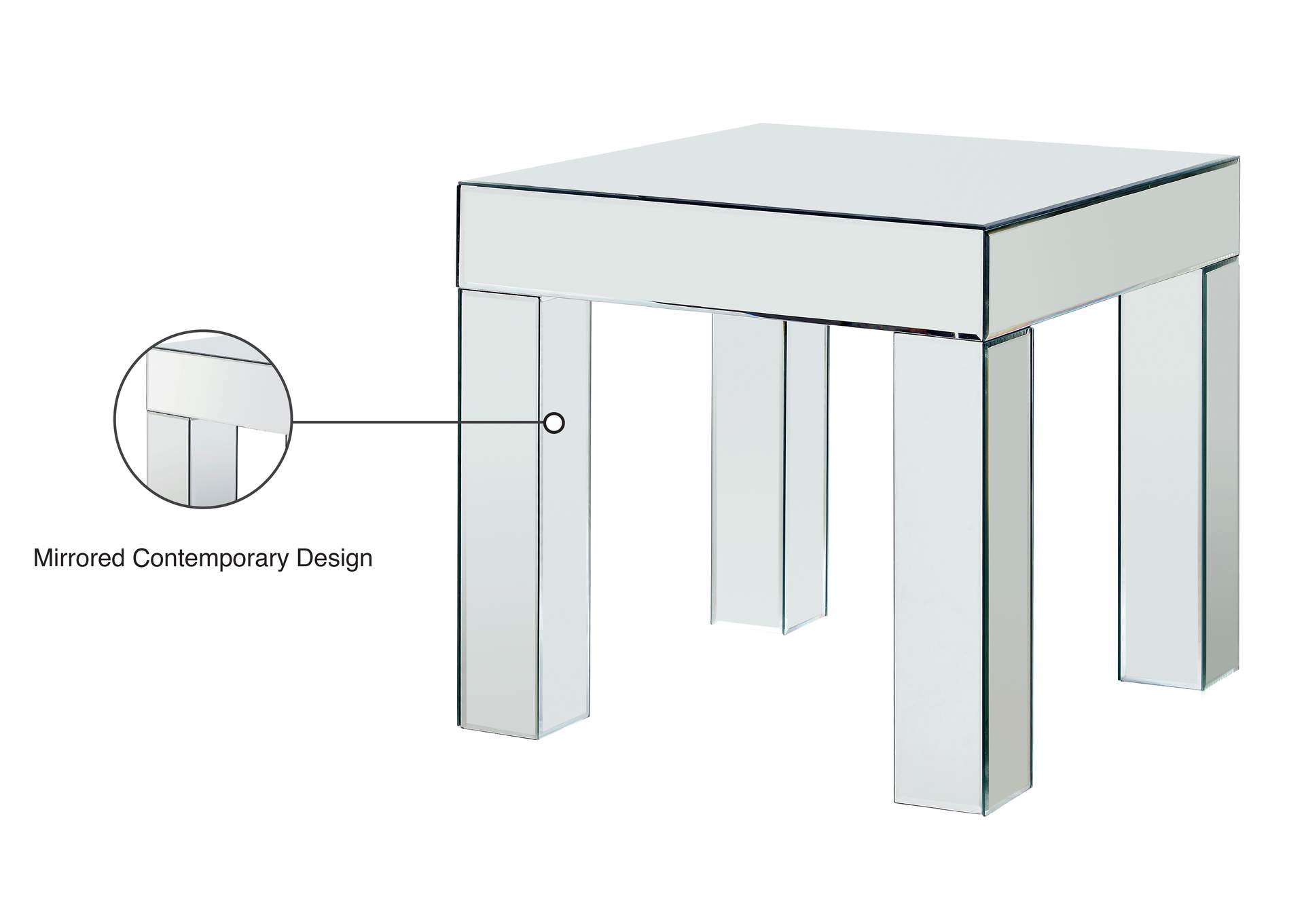 Lainy Mirrored End Table,Meridian Furniture