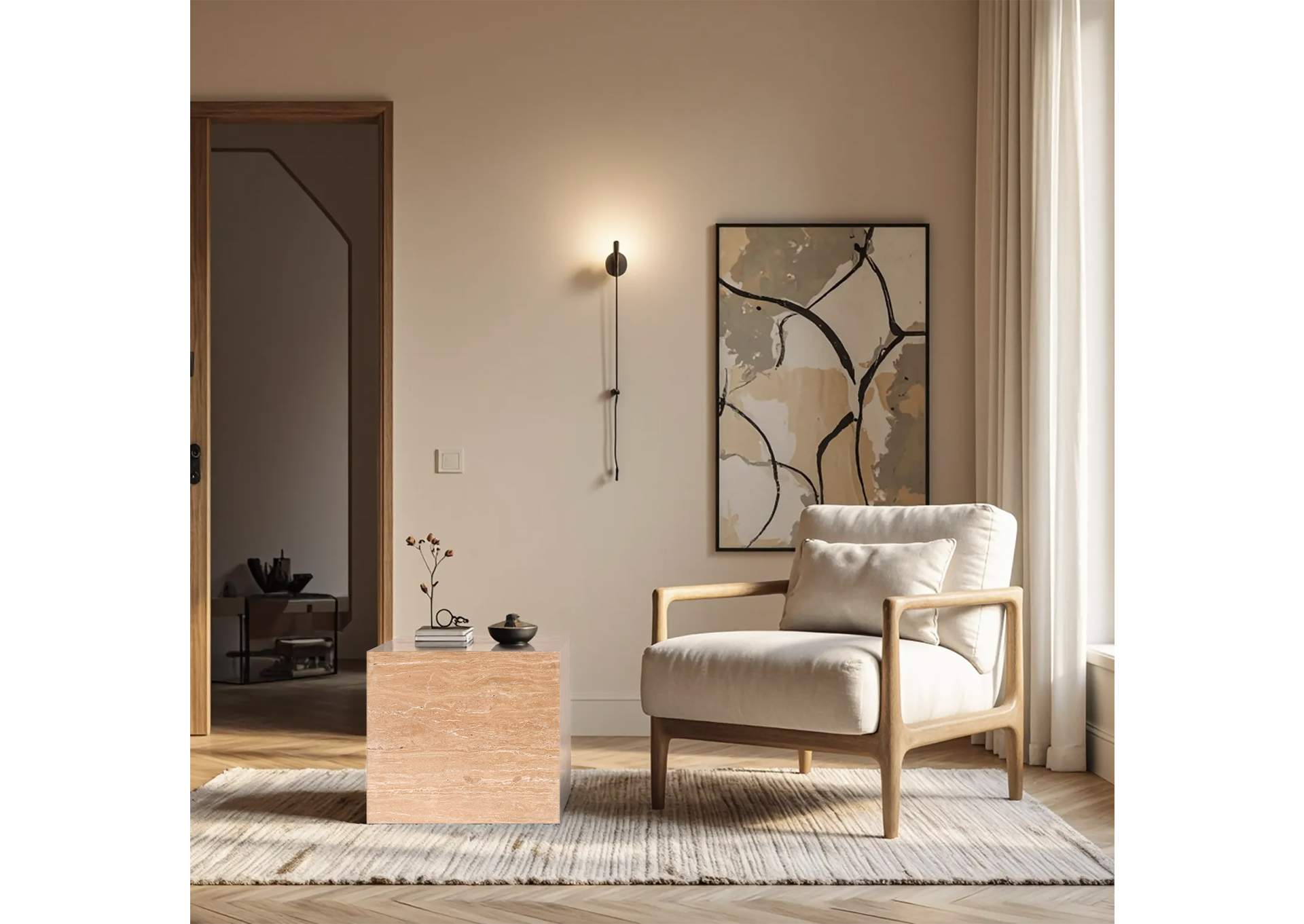 Bolzano Beige End Table,Meridian Furniture