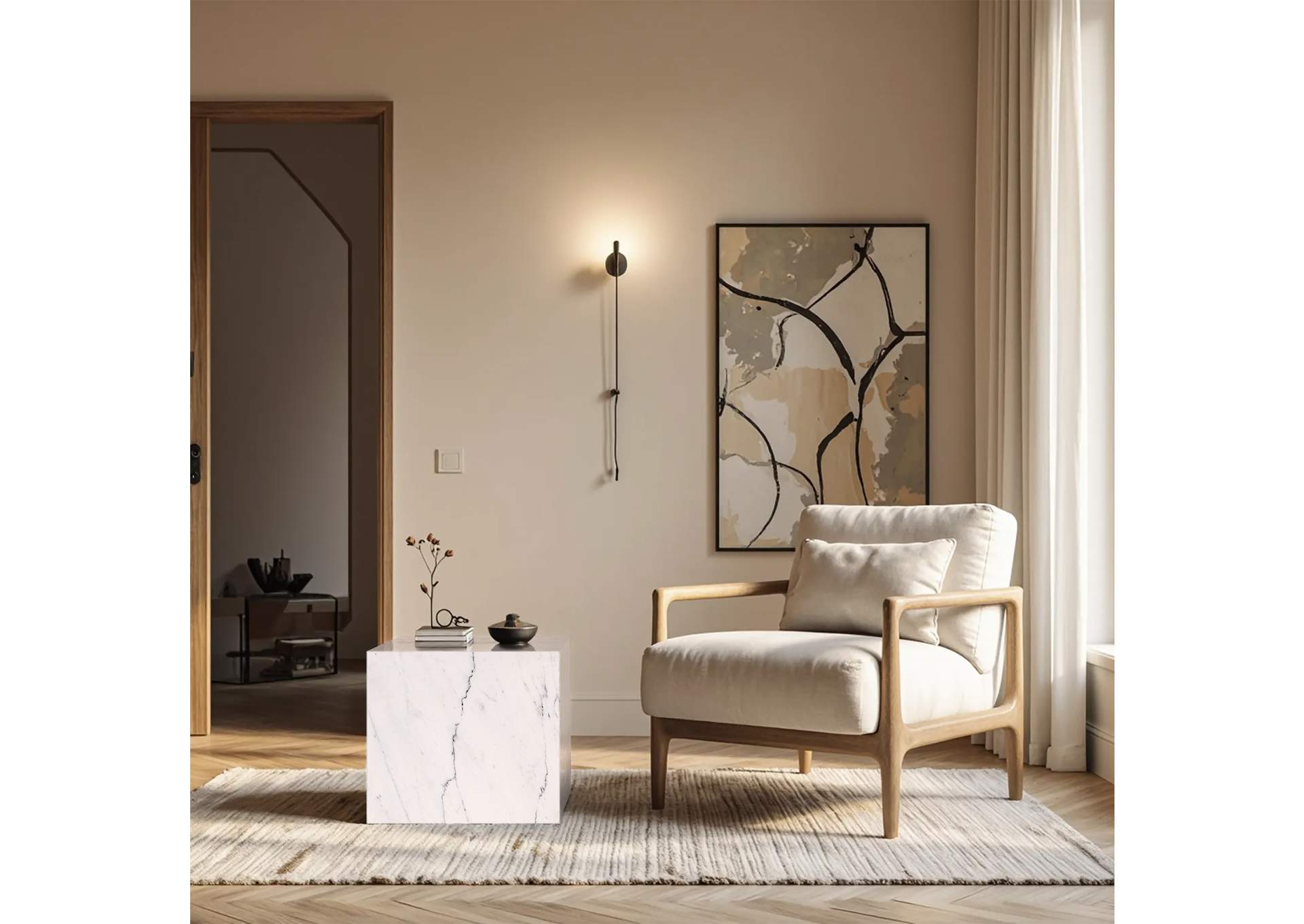 Bolzano White End Table,Meridian Furniture