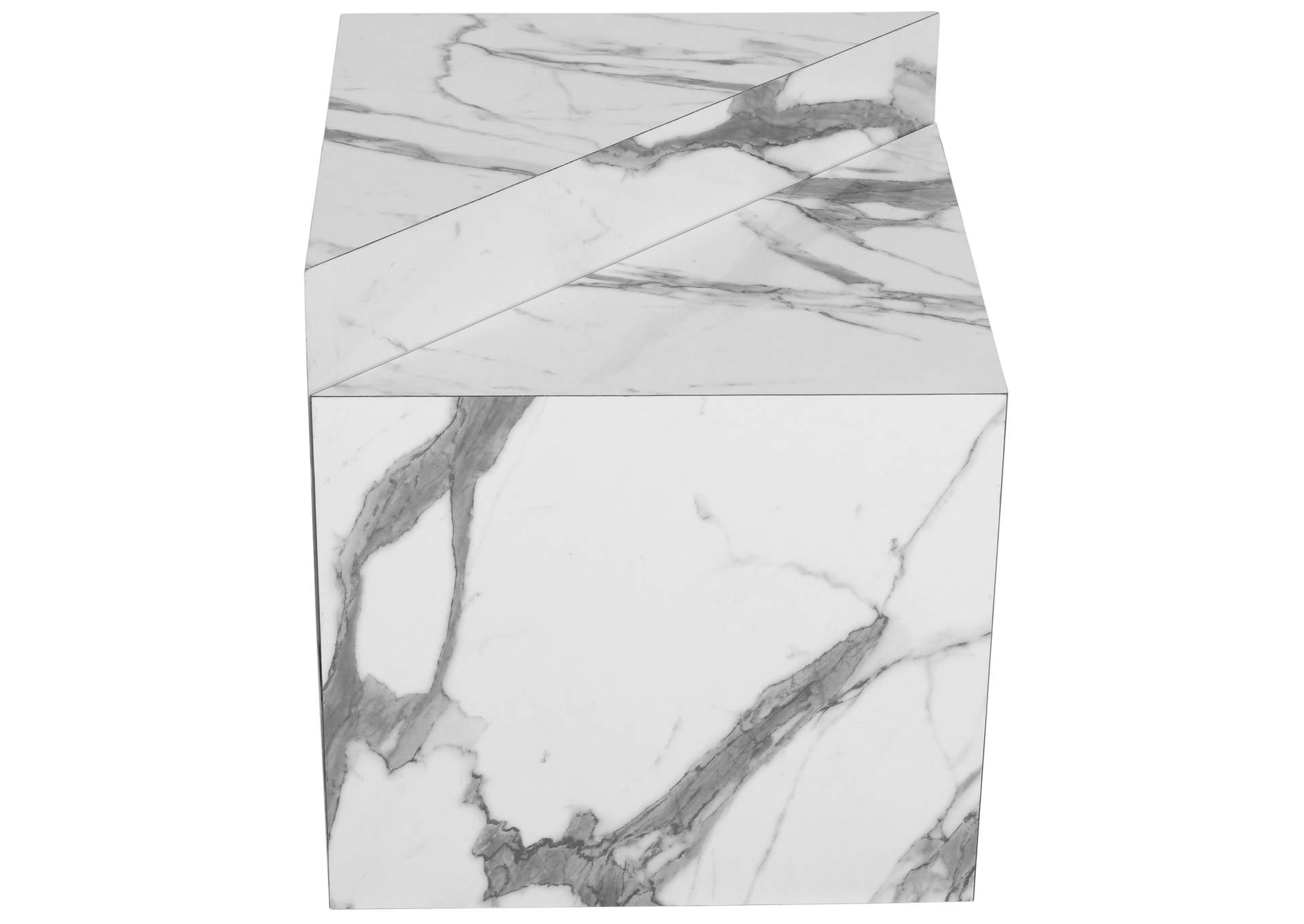 Aritzia White Faux Marble End Table,Meridian Furniture