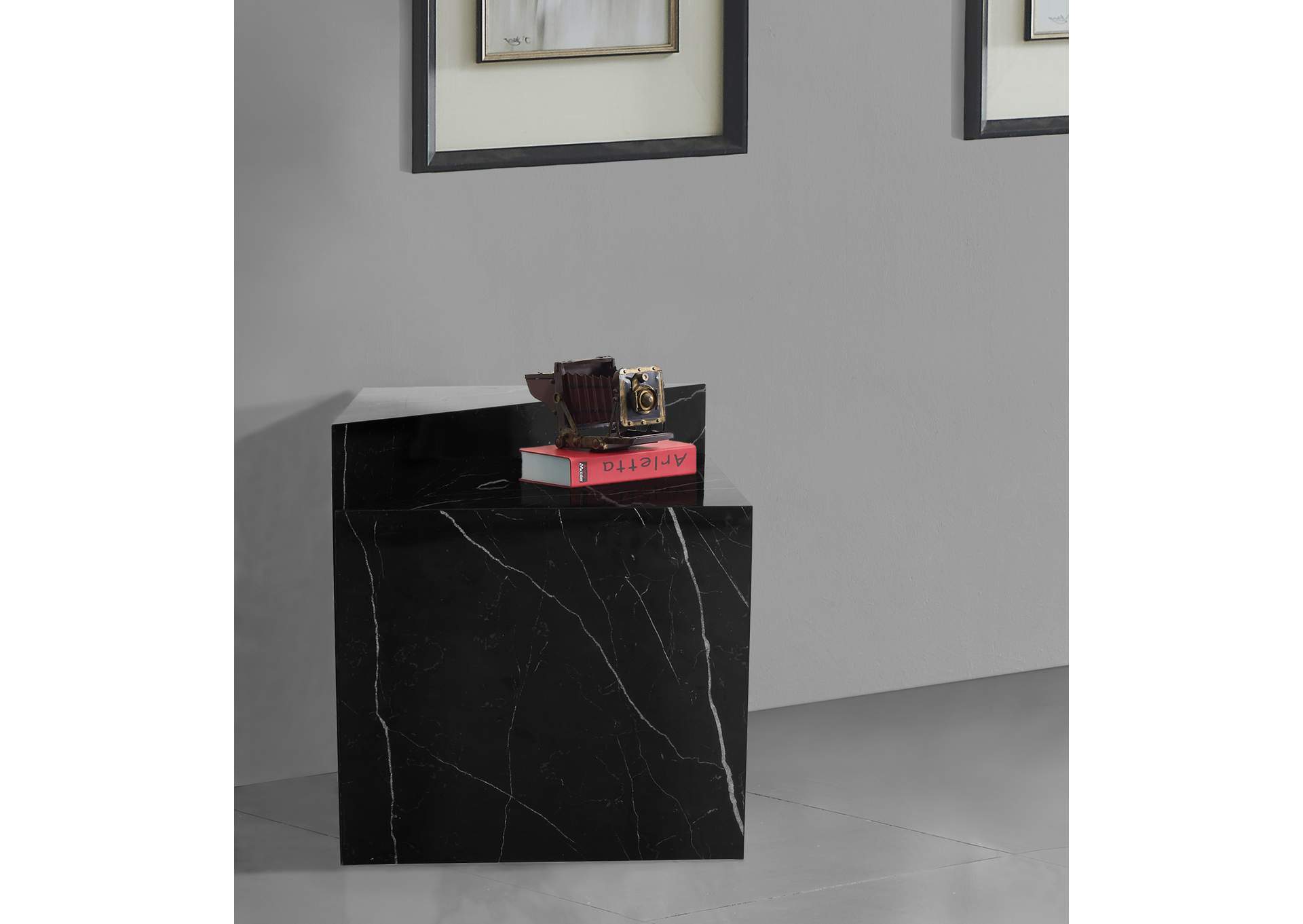 Aritzia Black Faux Marble End Table,Meridian Furniture