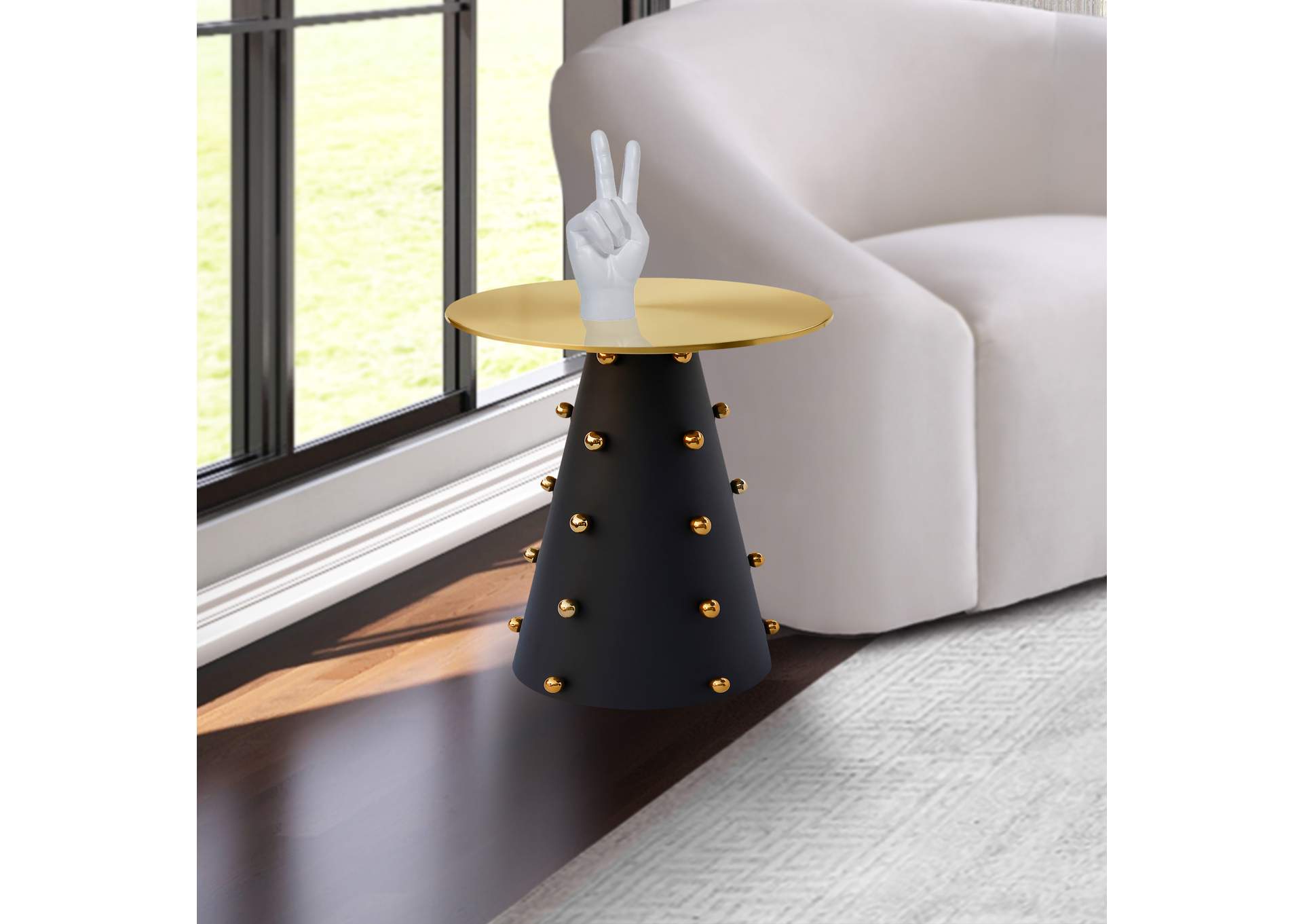 Raven Black - Gold End Table,Meridian Furniture